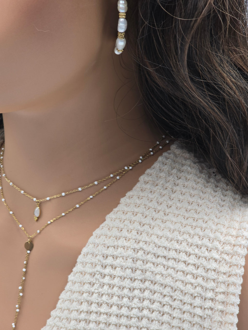 Collier ESTELINE – Agate Blanche, Amazonite, Labradorite ou Améthyste