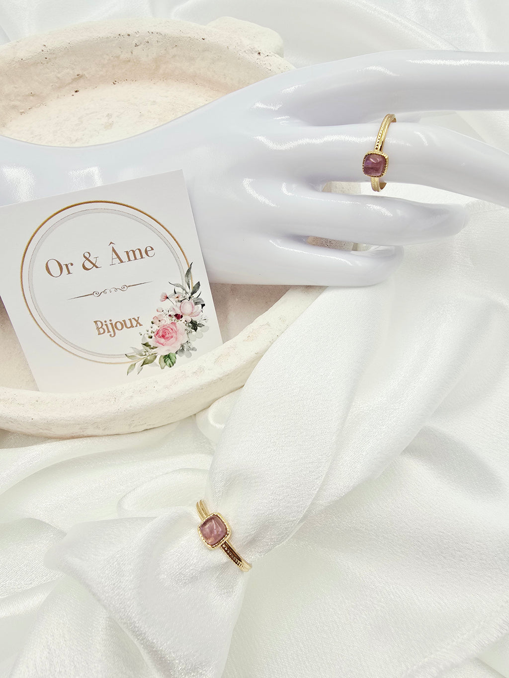 Bague KANEL – Améthyste, Onyx ou Nacre