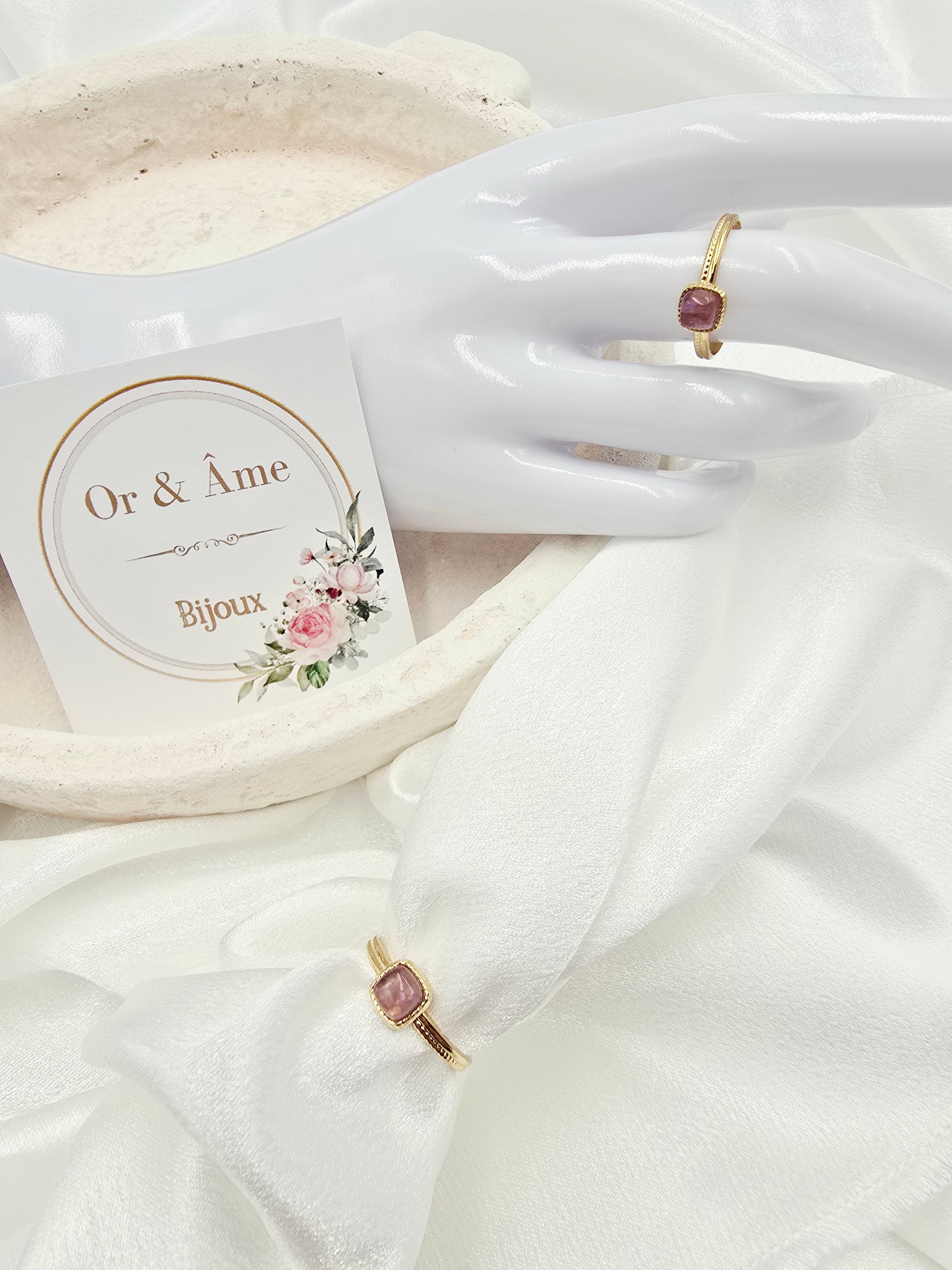 Bague KANEL – Améthyste, Onyx ou Nacre