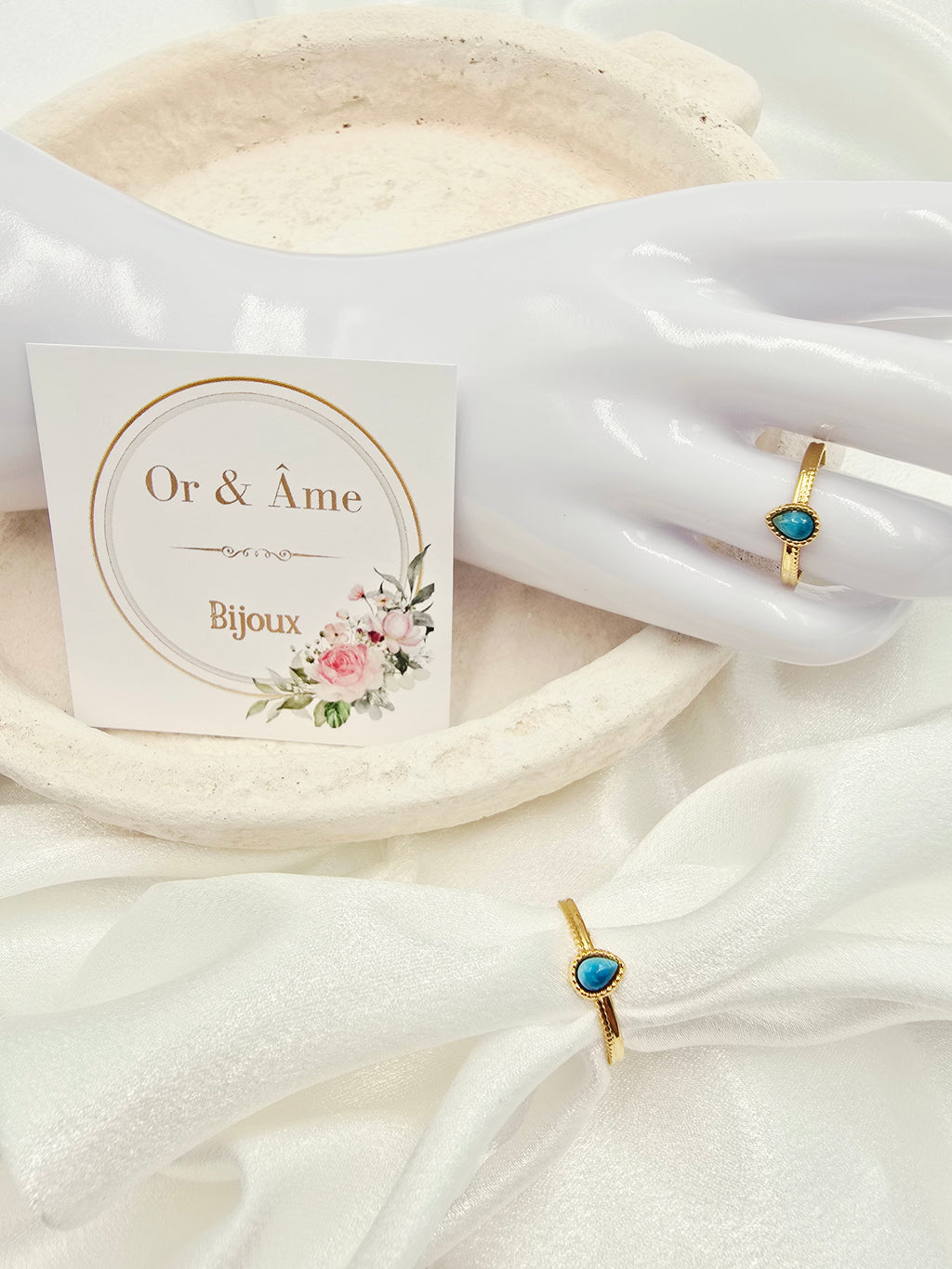 Bague SANDRA – Nacre, Améthyste, Quartz Fraise ou Apatite