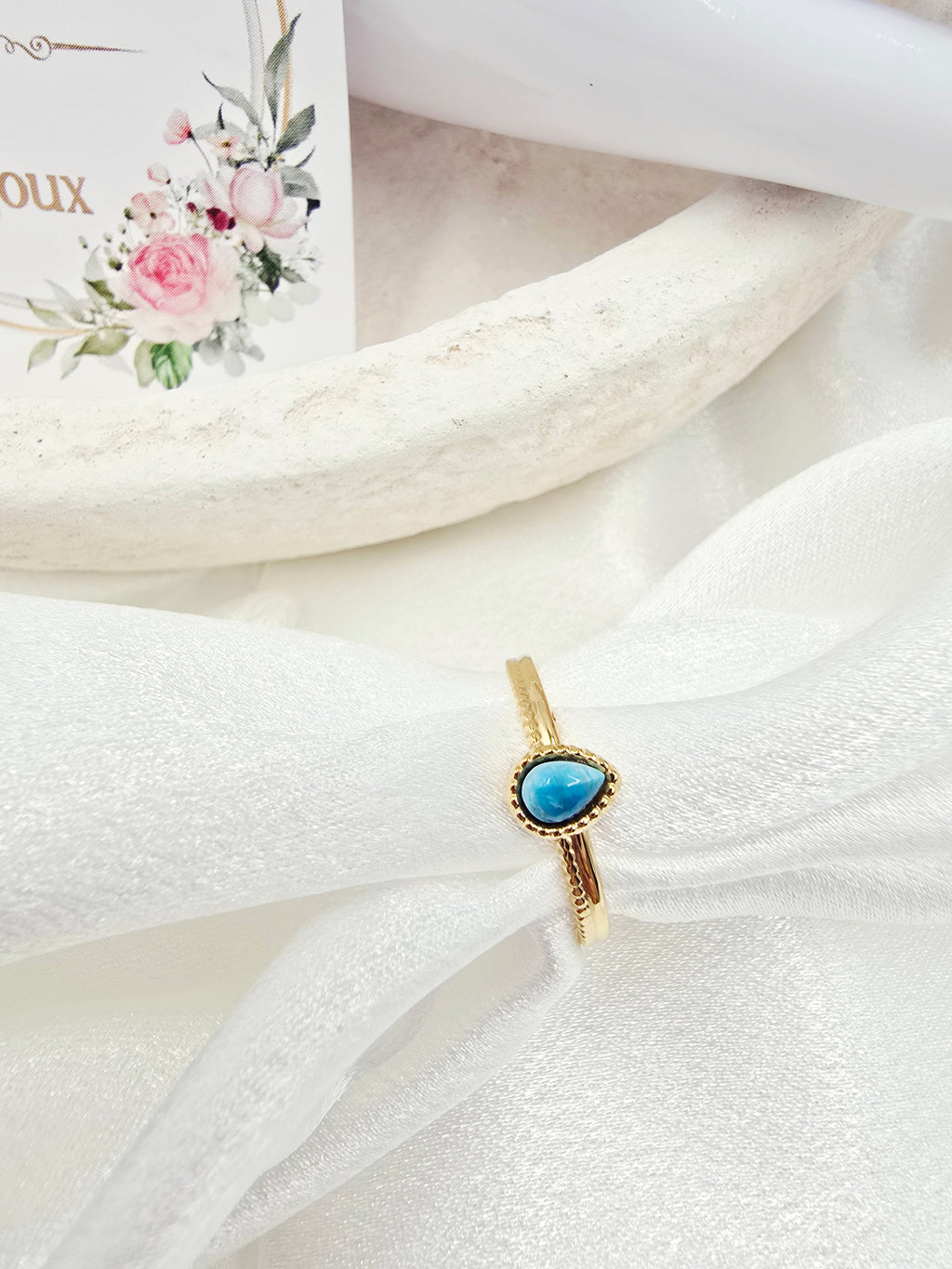 Bague SANDRA – Nacre, Améthyste, Quartz Fraise ou Apatite