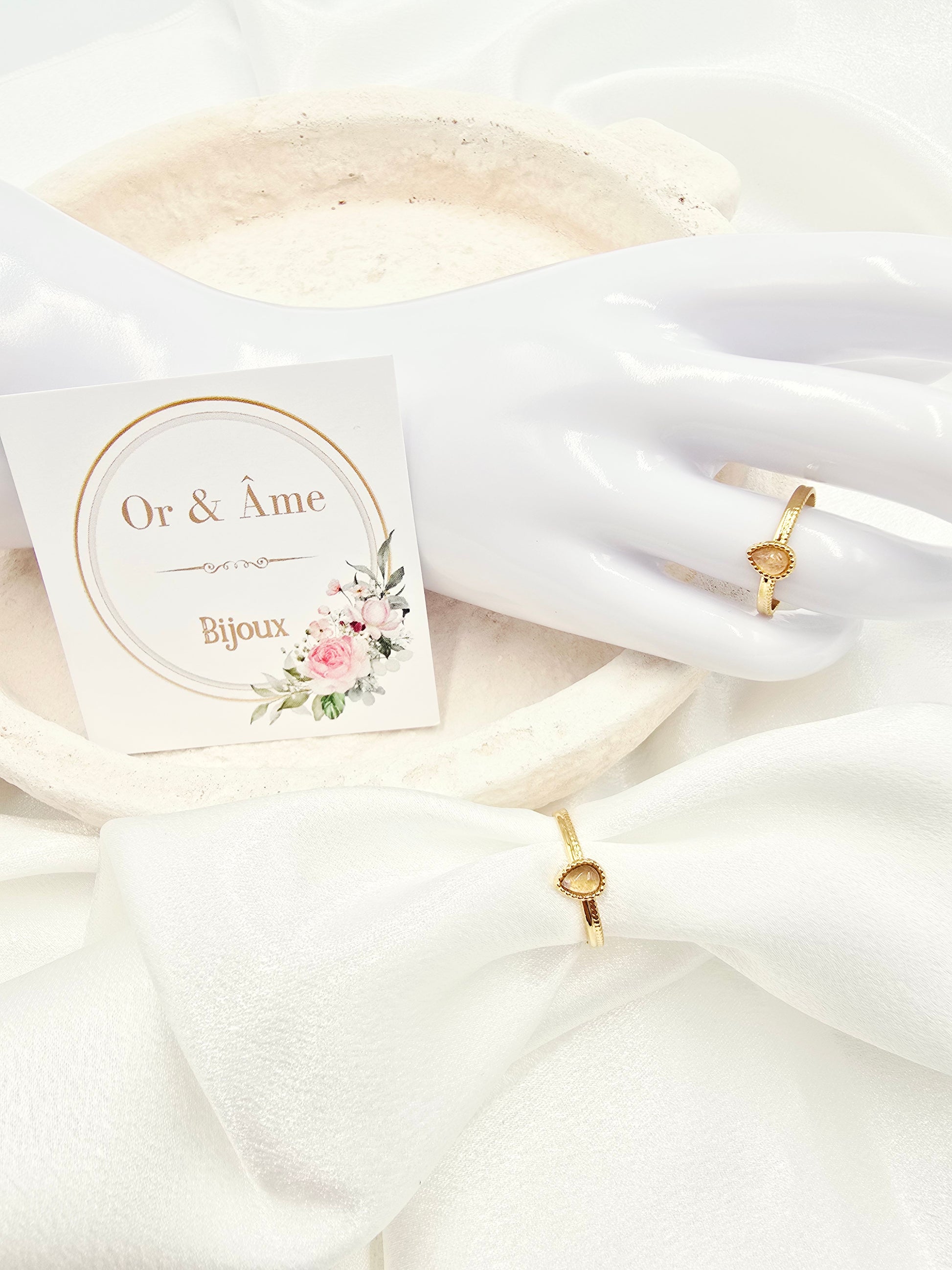 Bague SANDRA – Nacre, Améthyste, Quartz Fraise ou Apatite