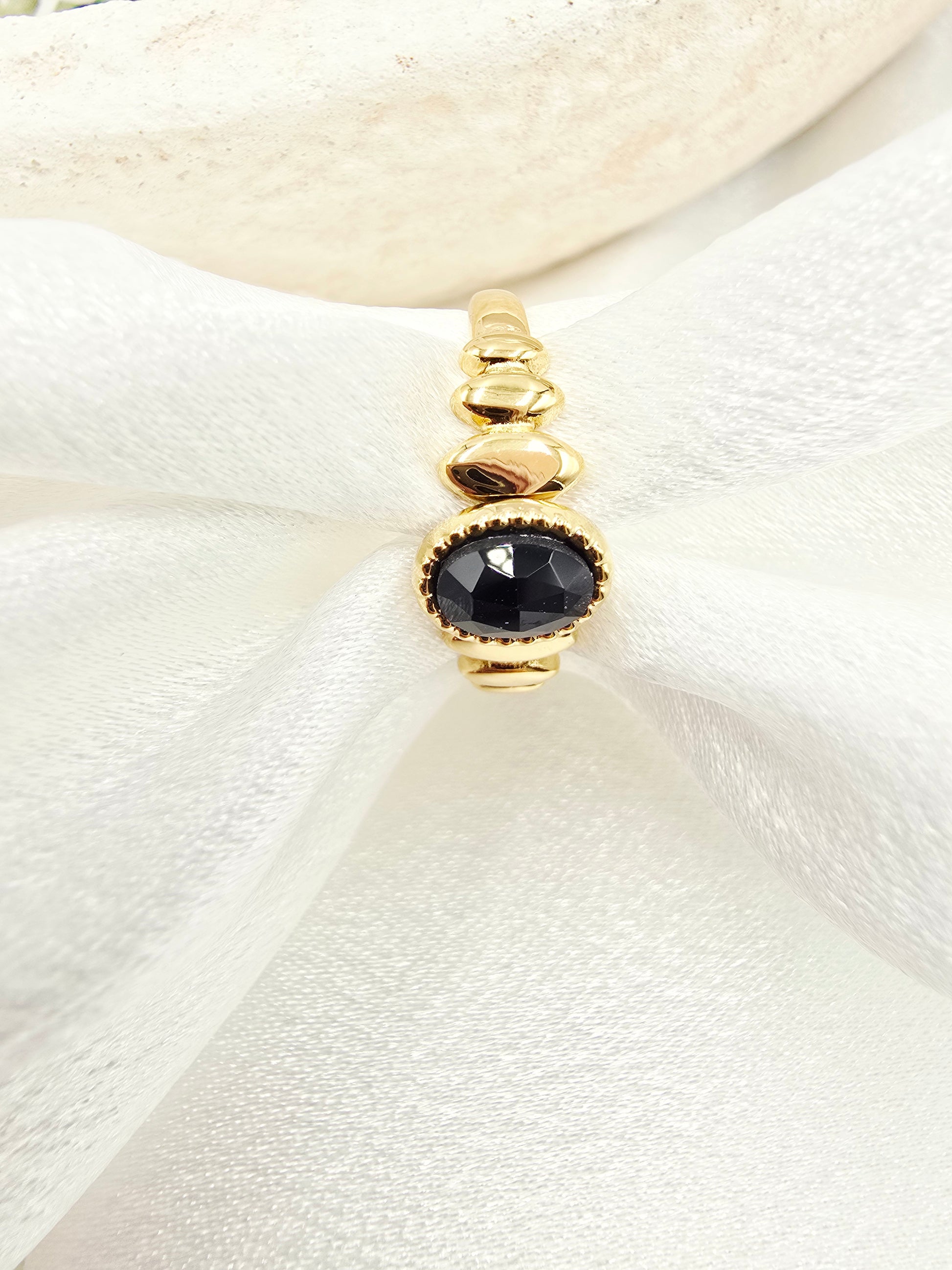 Bague SOLENE – Nacre, Quartz Fraise, Amazonite, Améthyste ou Onyx