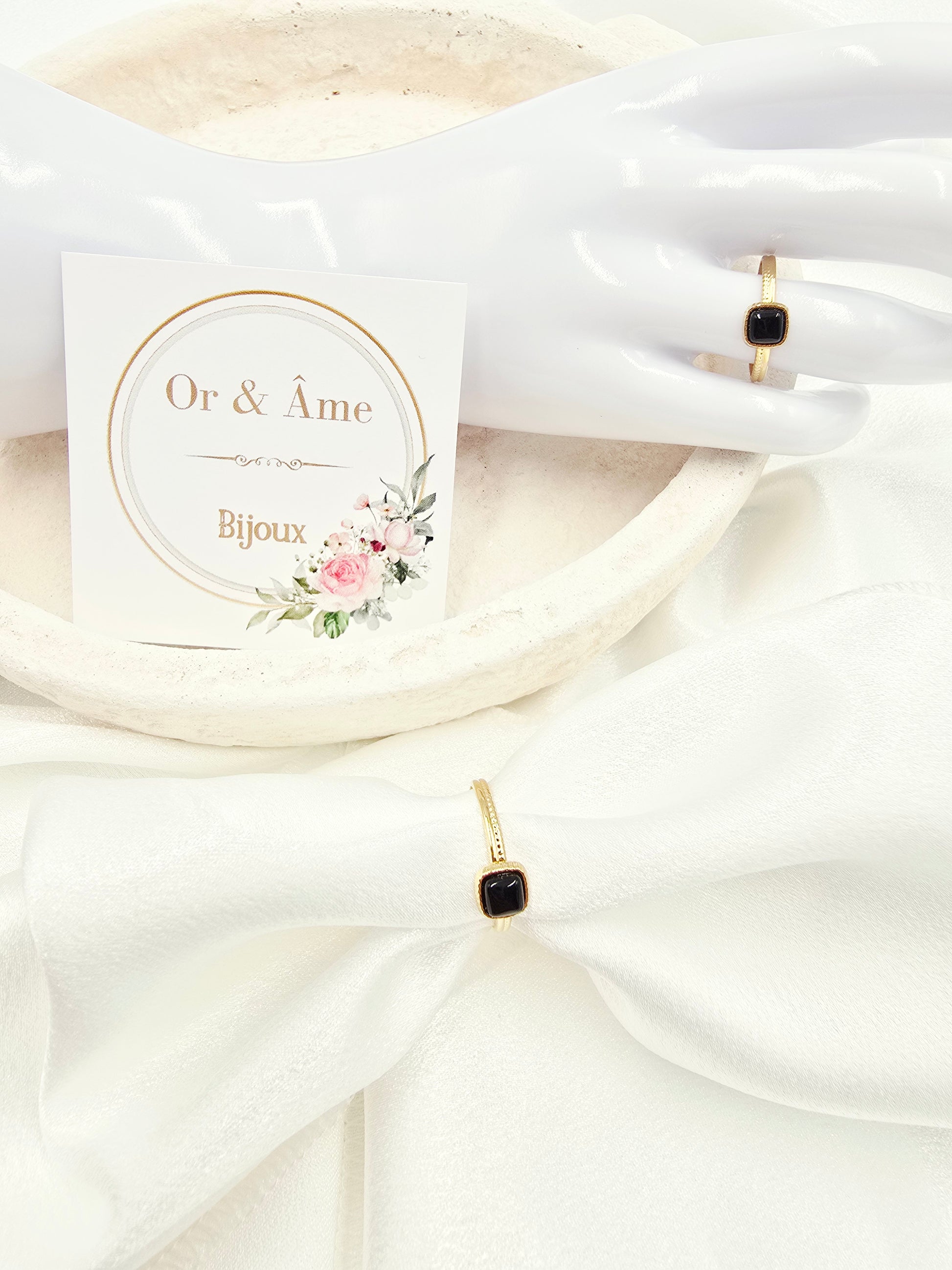 Bague KANEL – Améthyste, Onyx ou Nacre