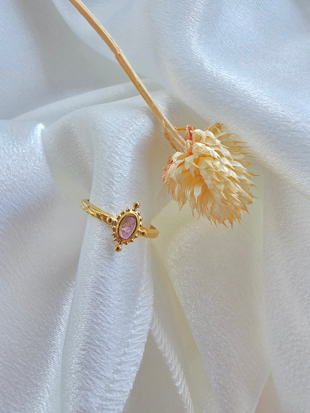 Bague MONA — Améthyste · Jaspe Vert · Nacre