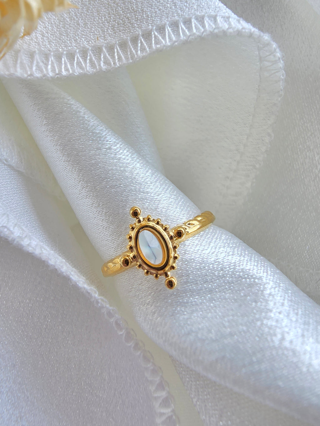 Bague MONA — Améthyste · Jaspe Vert · Nacre