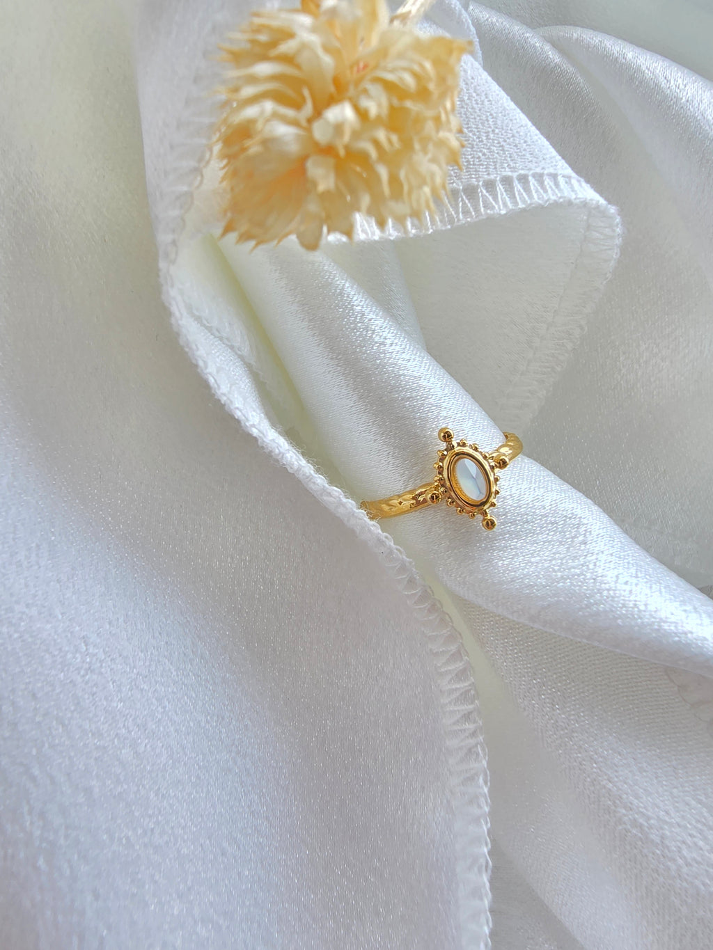 Bague MONA — Améthyste · Jaspe Vert · Nacre