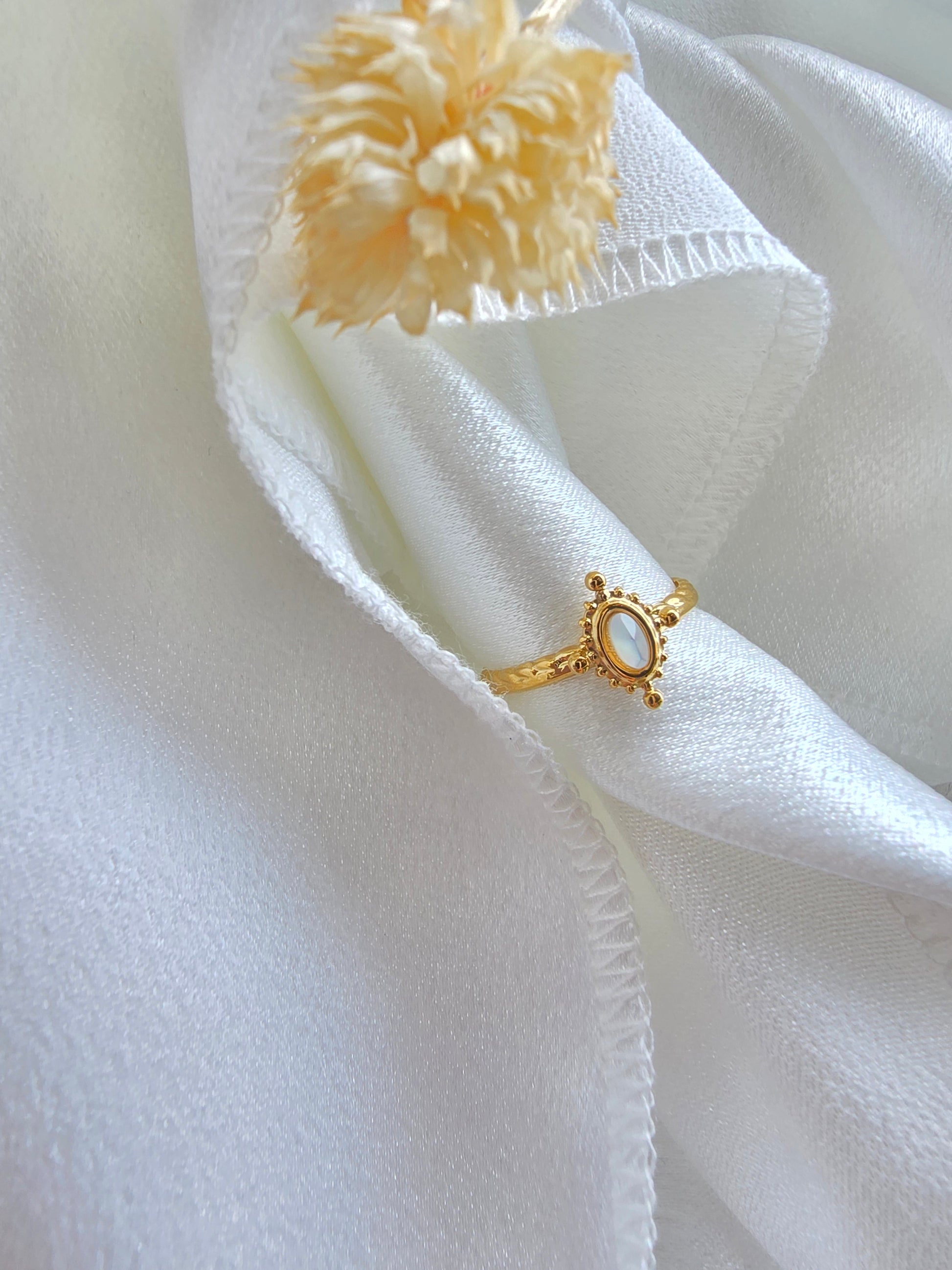 Bague MONA — Améthyste · Jaspe Vert · Nacre