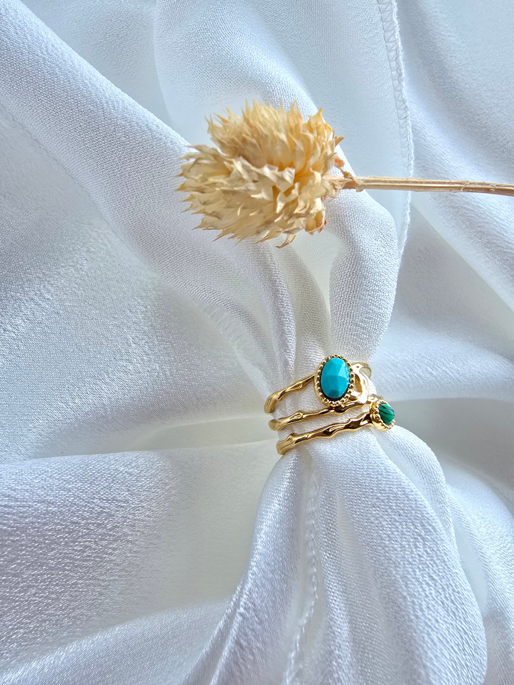 Bague CYNDI — Malachite & Amazonite