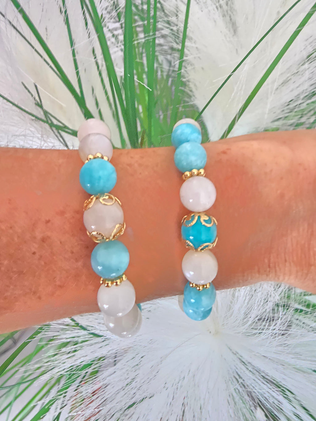 Bracelet Jad Pierre de Lune & Amazonite