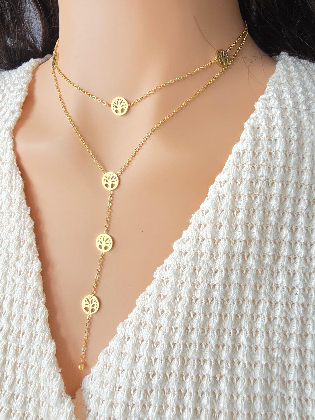 Collier Tina — Double Rang Arbre de Vie Doré