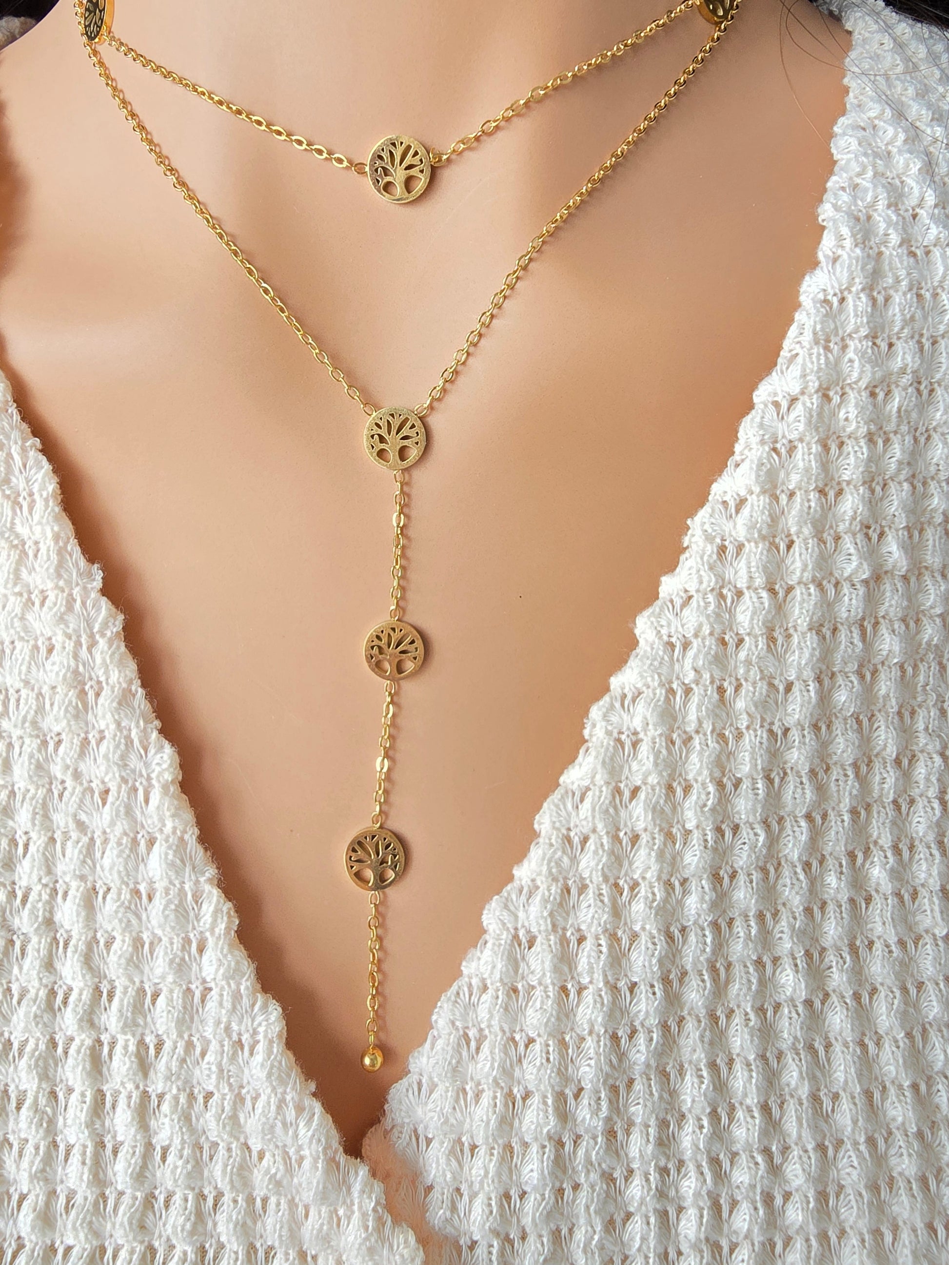 Collier Tina — Double Rang Arbre de Vie Doré