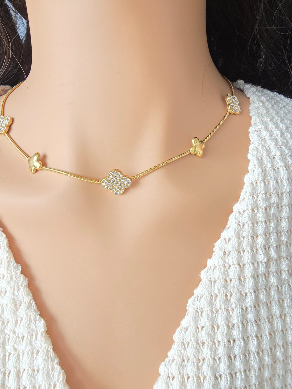 Bracelet Mila — Trèfles Pavés Dorés