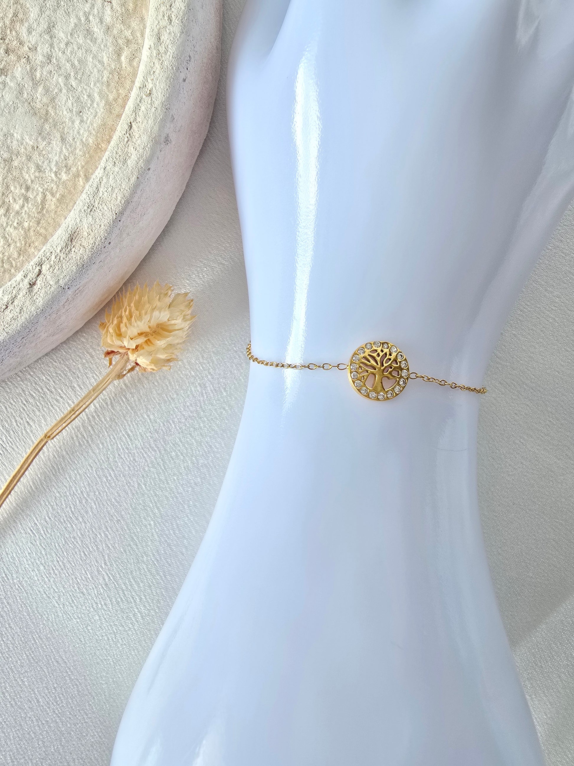 Bracelet Lindi — Arbre de Vie Doré Minimaliste