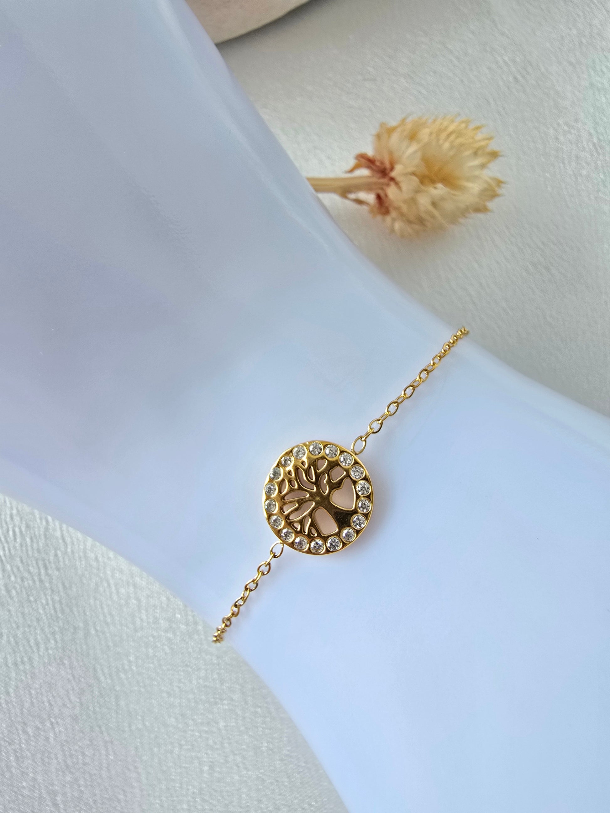 Bracelet Lindi — Arbre de Vie Doré Minimaliste
