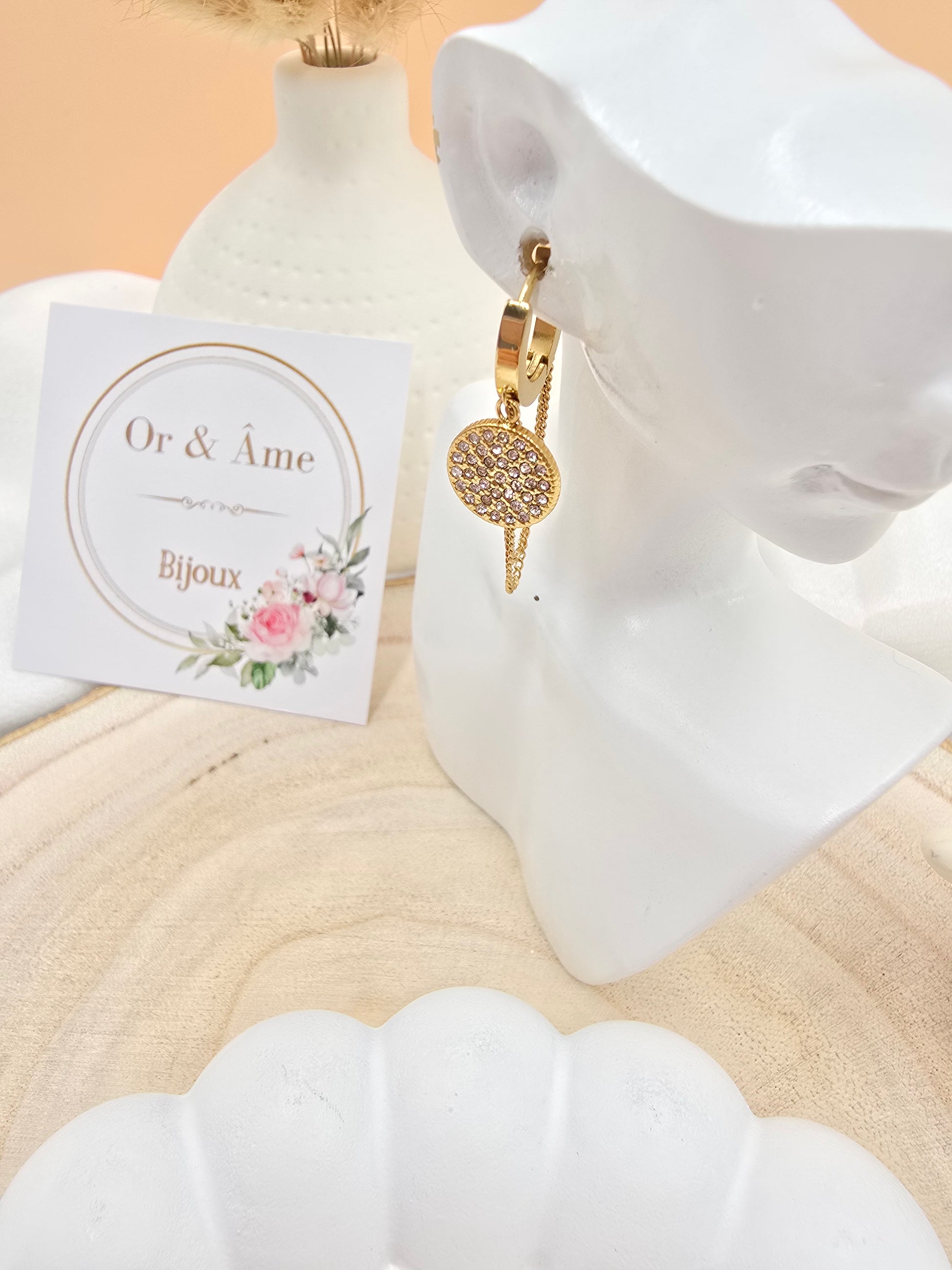 Boucles d'Oreilles ROXI | Zircones & Chaînes Pendantes | Or et Âme Bijoux