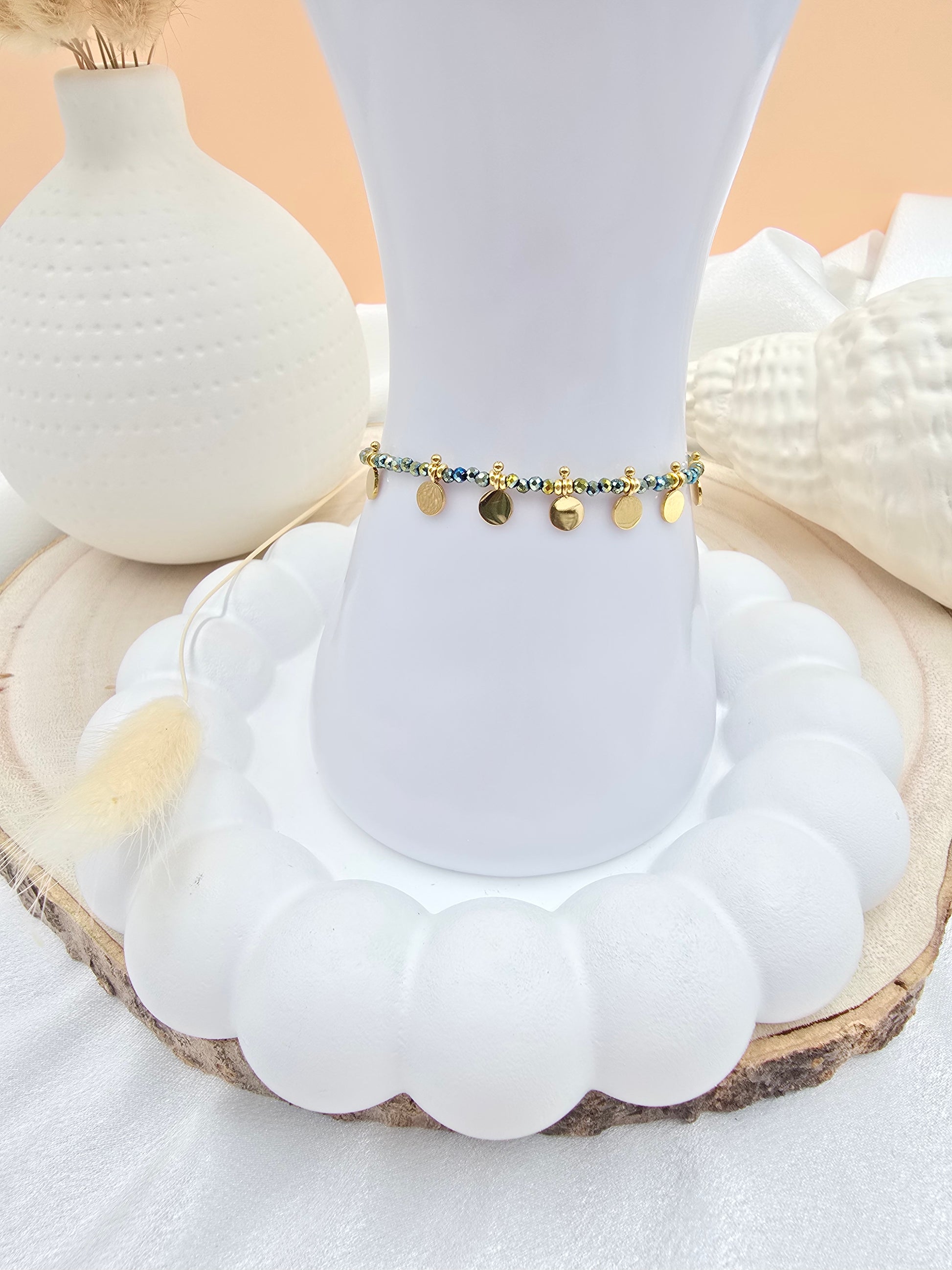 Bracelet EMILIE - Pâtes de Verre Colorées & Pampilles Acier Inoxydable Or et Ame Bijoux