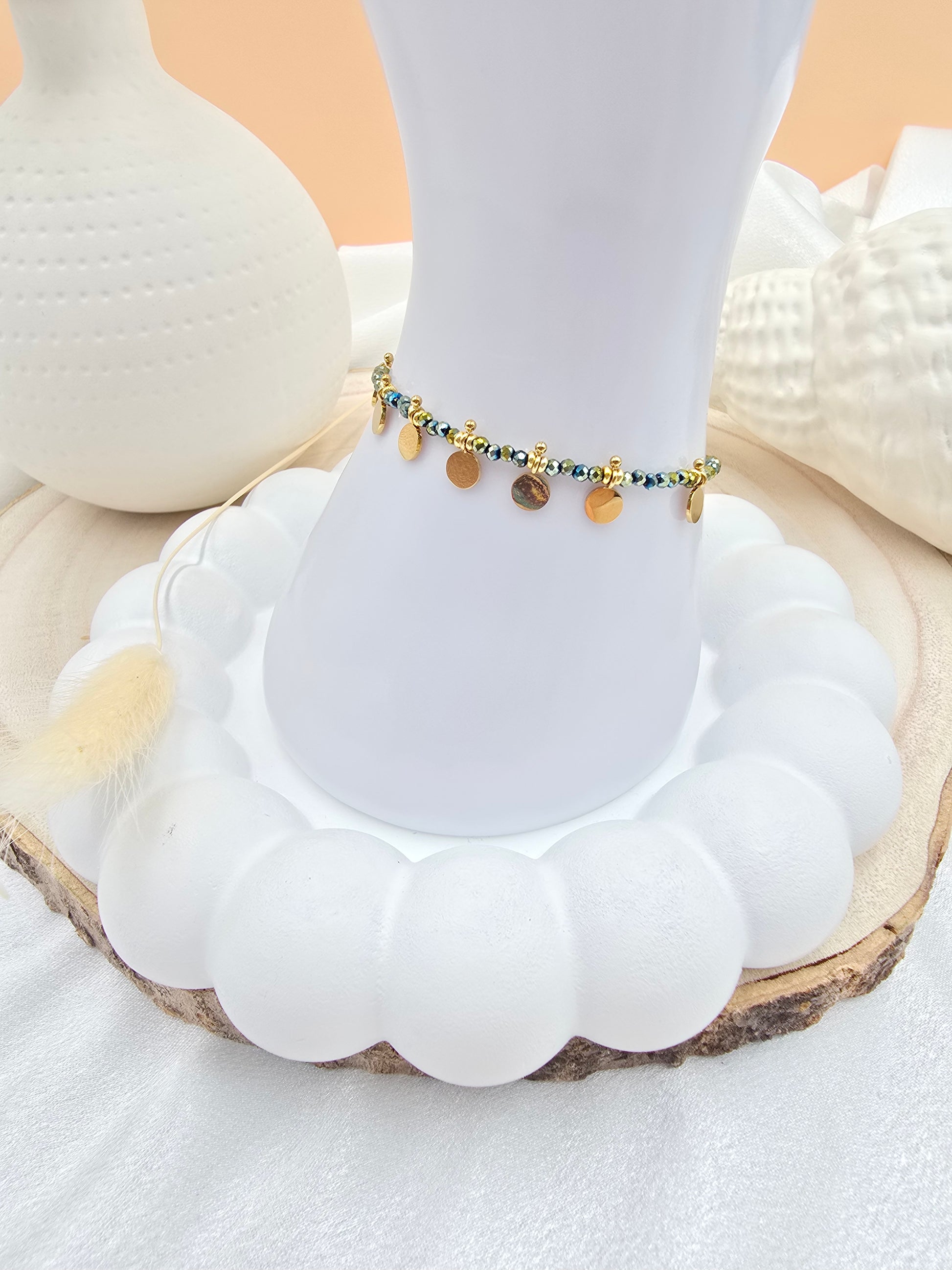 Bracelet EMILIE - Pâtes de Verre Colorées & Pampilles Acier Inoxydable Or et Ame Bijoux