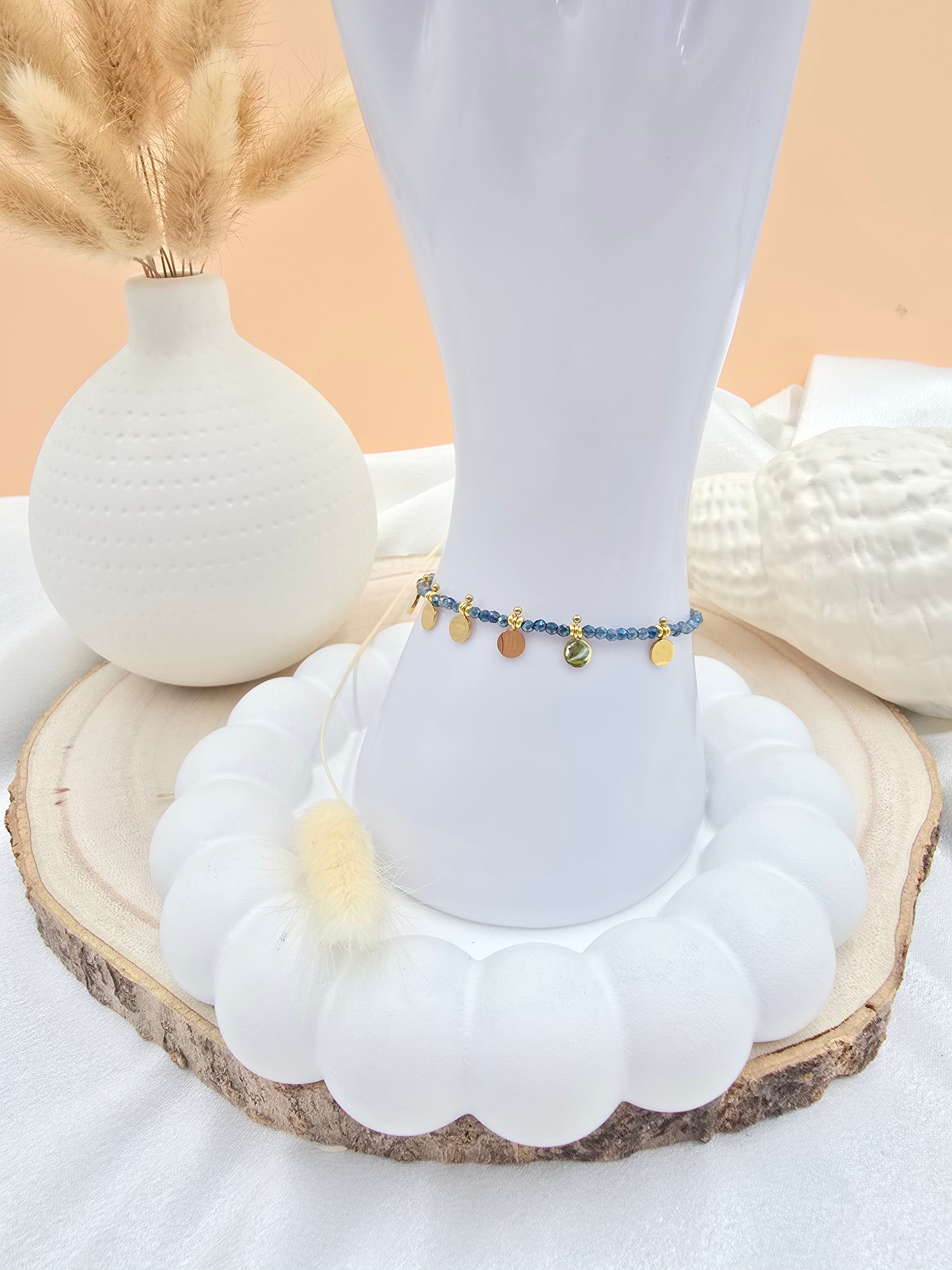 Bracelet EMILIE - Pâtes de Verre Colorées & Pampilles Acier Inoxydable Or et Ame Bijoux