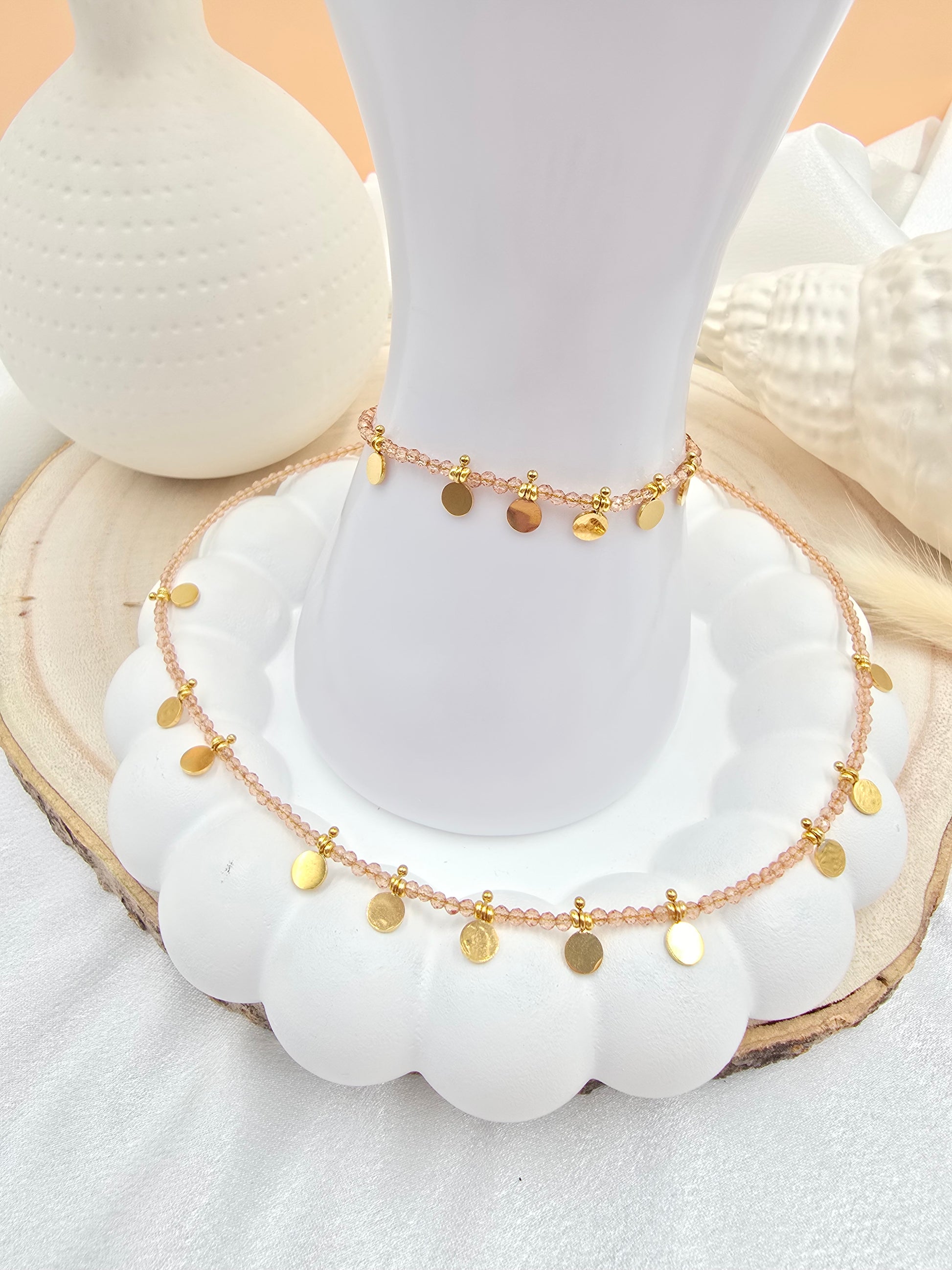 Bracelet EMILIE - Pâtes de Verre Colorées & Pampilles Acier Inoxydable Or et Ame Bijoux