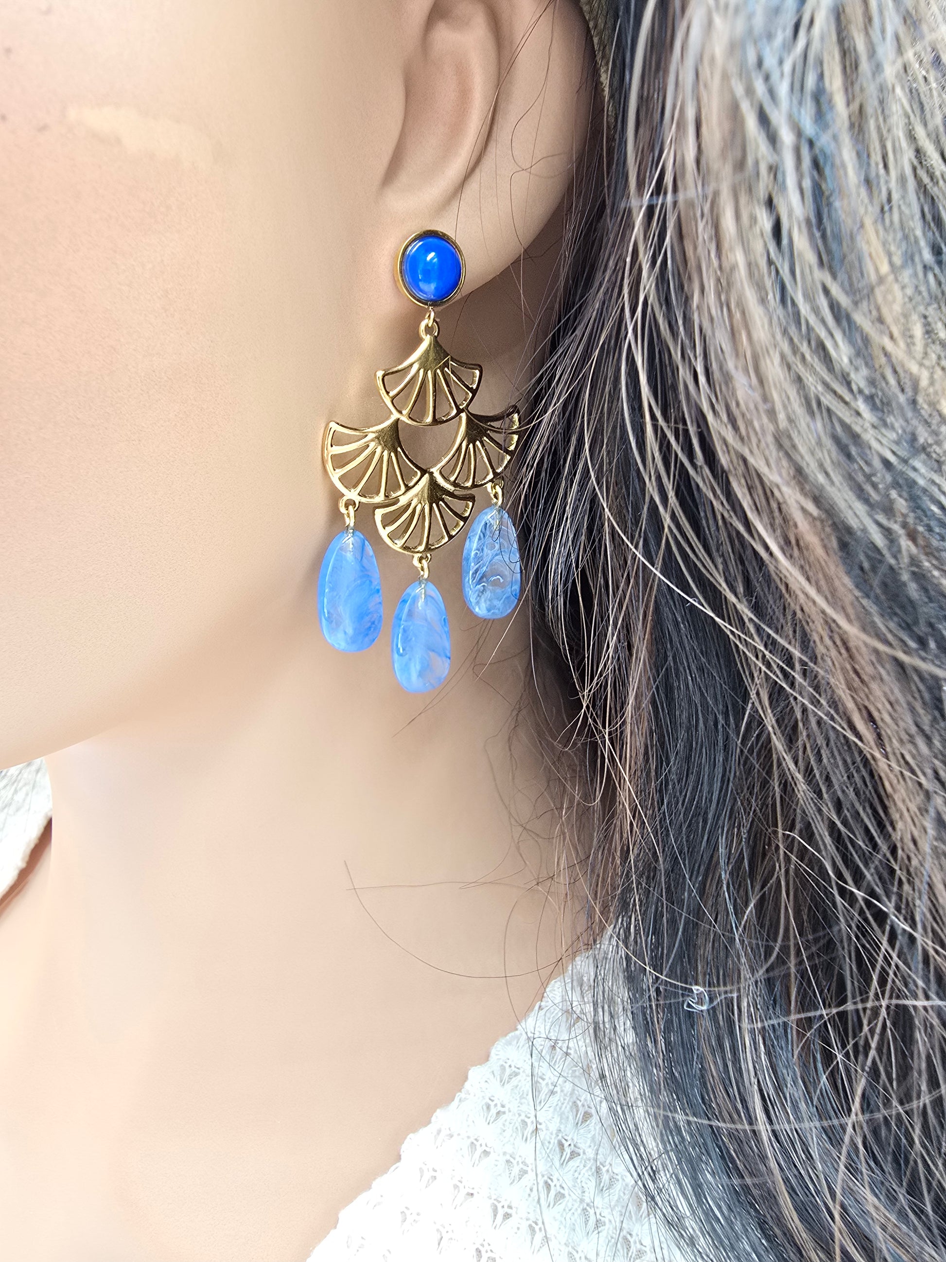 Boucles d'Oreilles Achlé – Acétate & Acier Doré