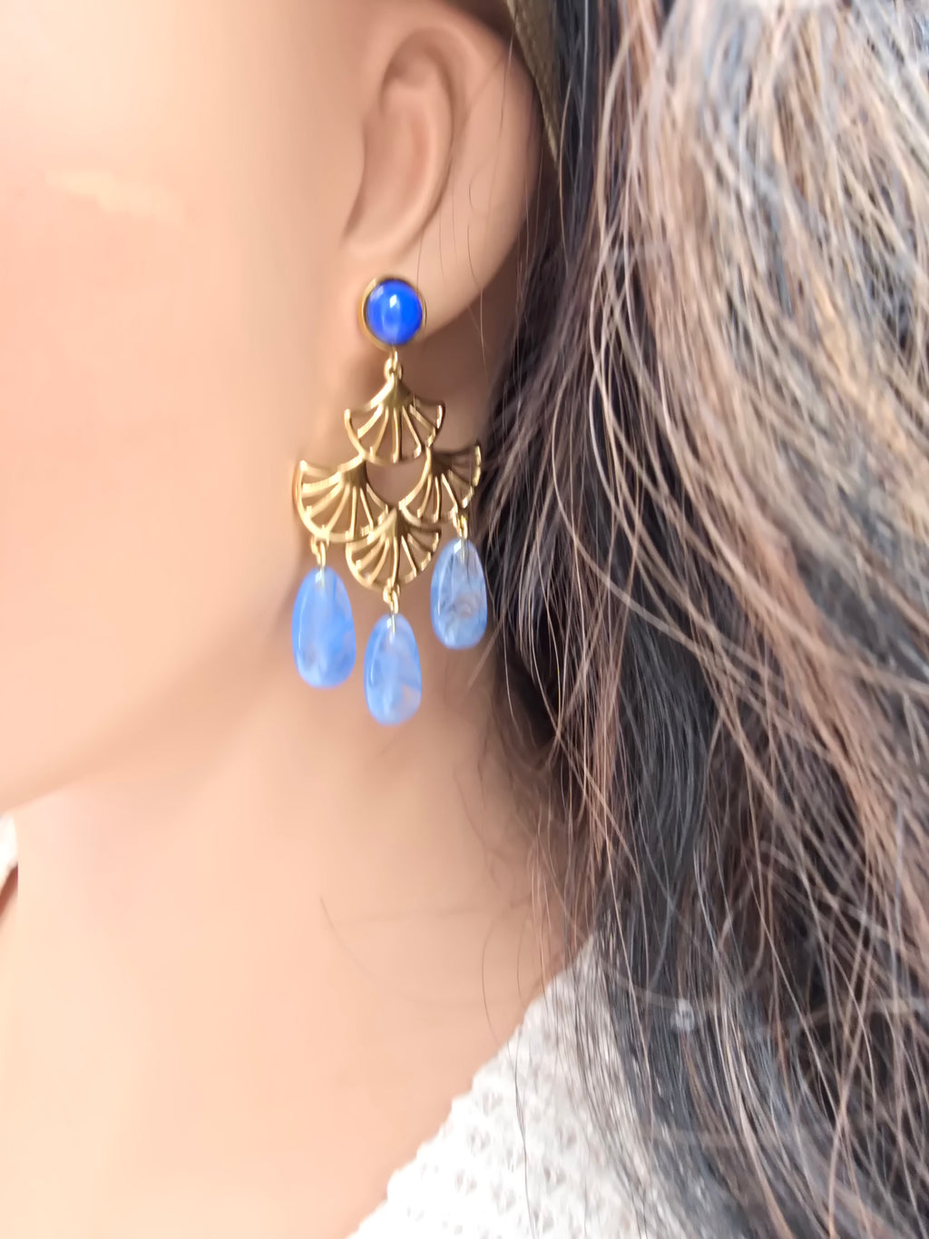 Boucles d'Oreilles Achlé – Acétate & Acier Doré