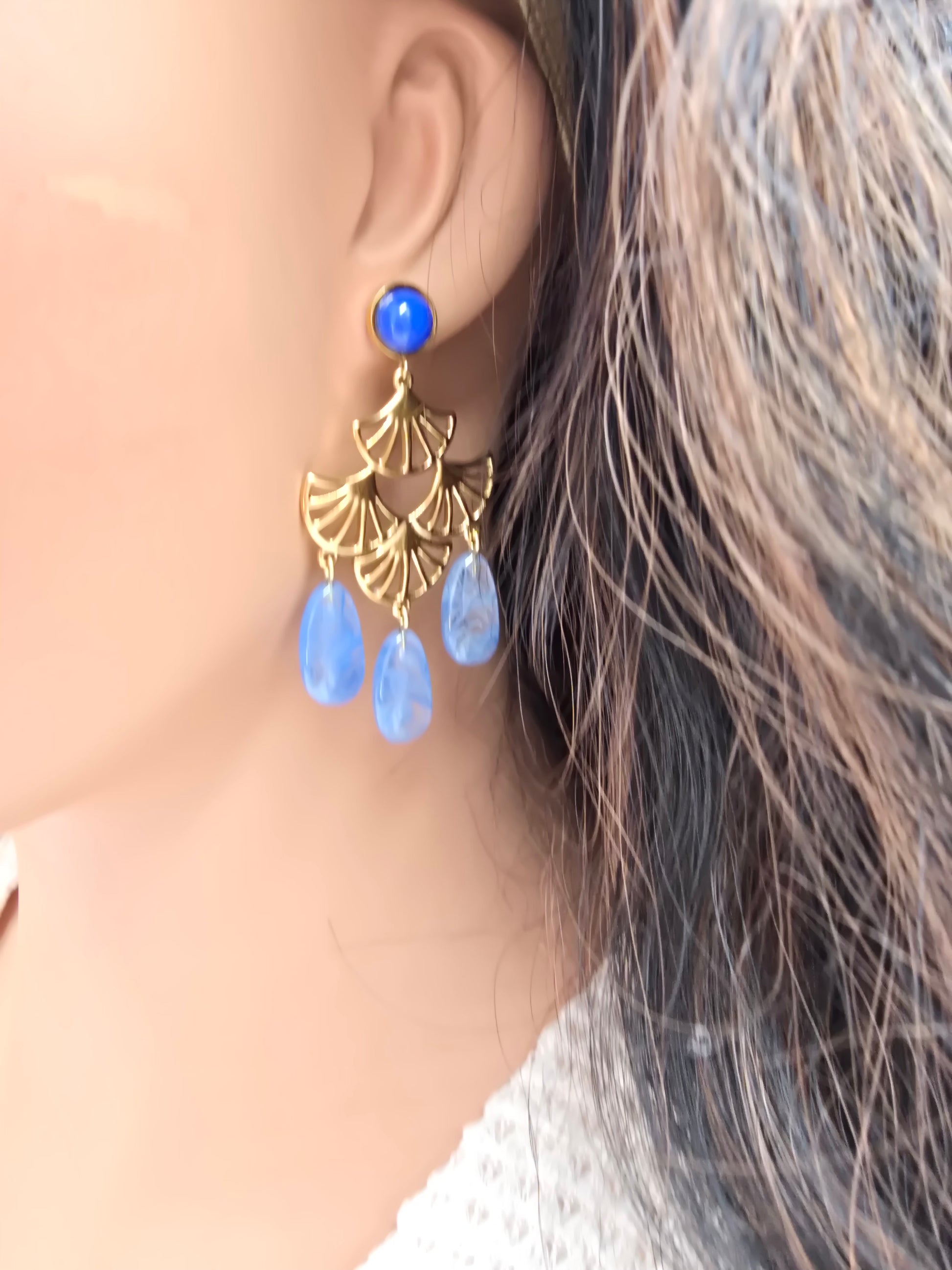 Boucles d'Oreilles Achlé – Acétate & Acier Doré