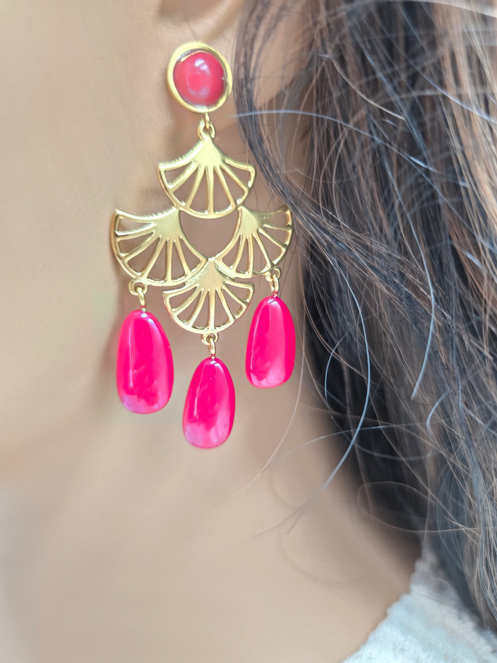 Boucles d'Oreilles Achlé – Acétate & Acier Doré