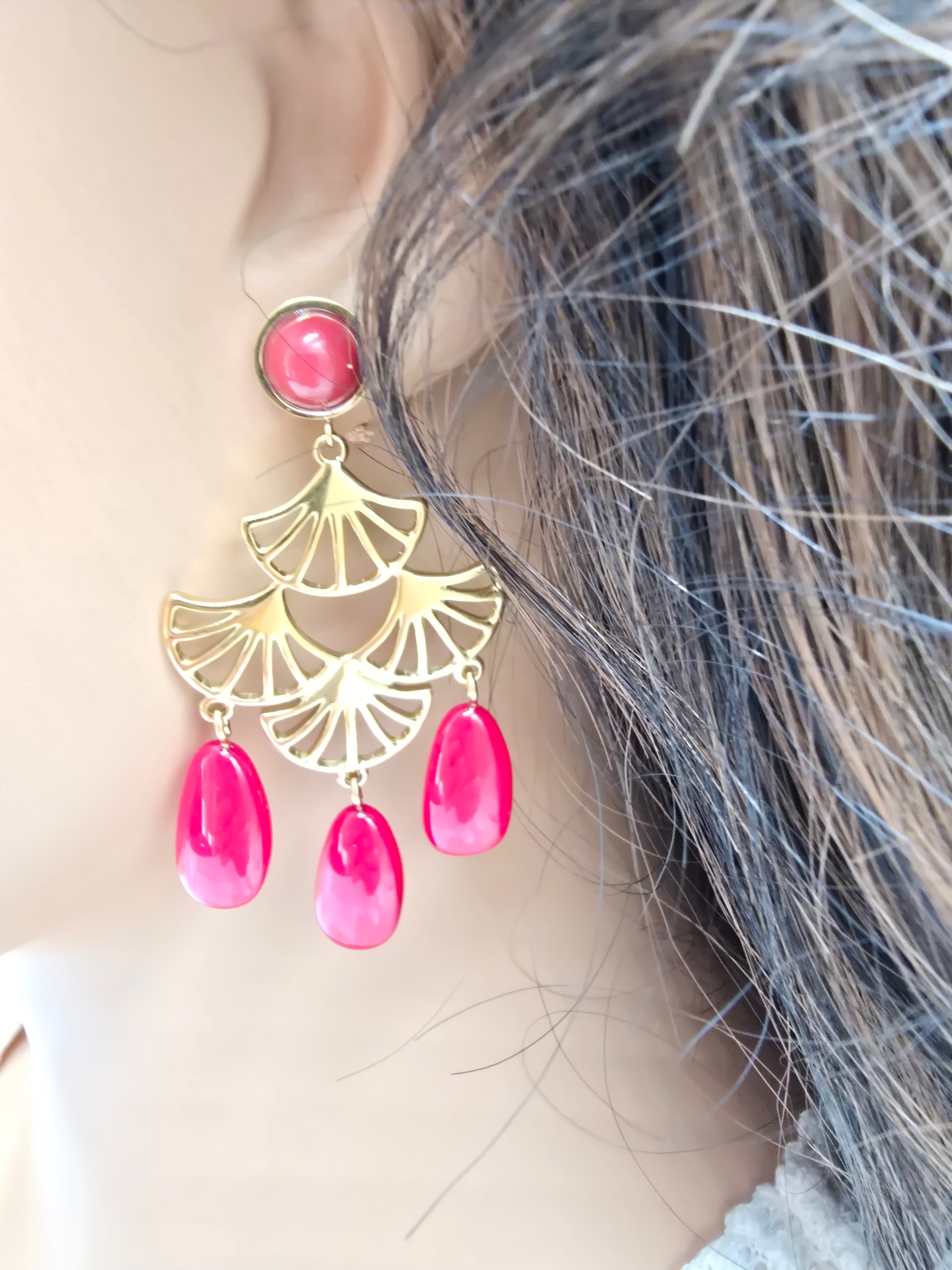 Boucles d'Oreilles Achlé – Acétate & Acier Doré