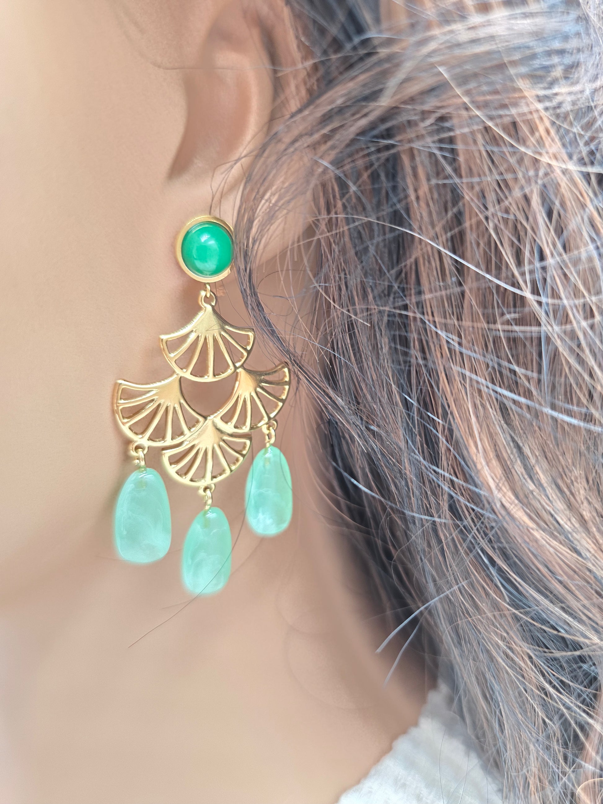 Boucles d'Oreilles Achlé – Acétate & Acier Doré