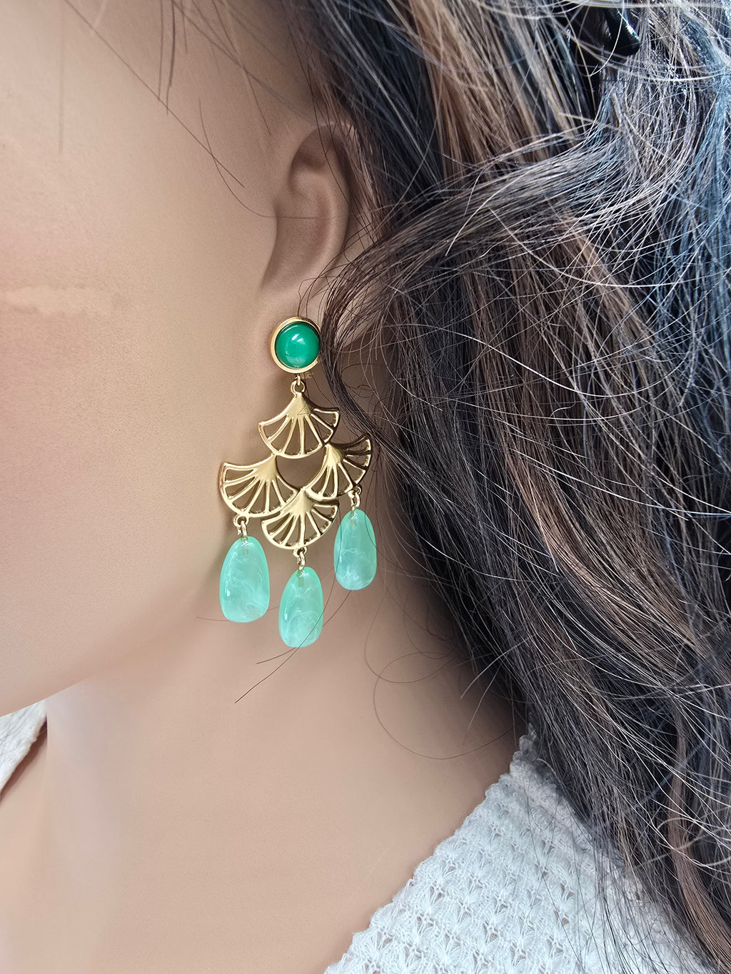 Boucles d'Oreilles Achlé – Acétate & Acier Doré