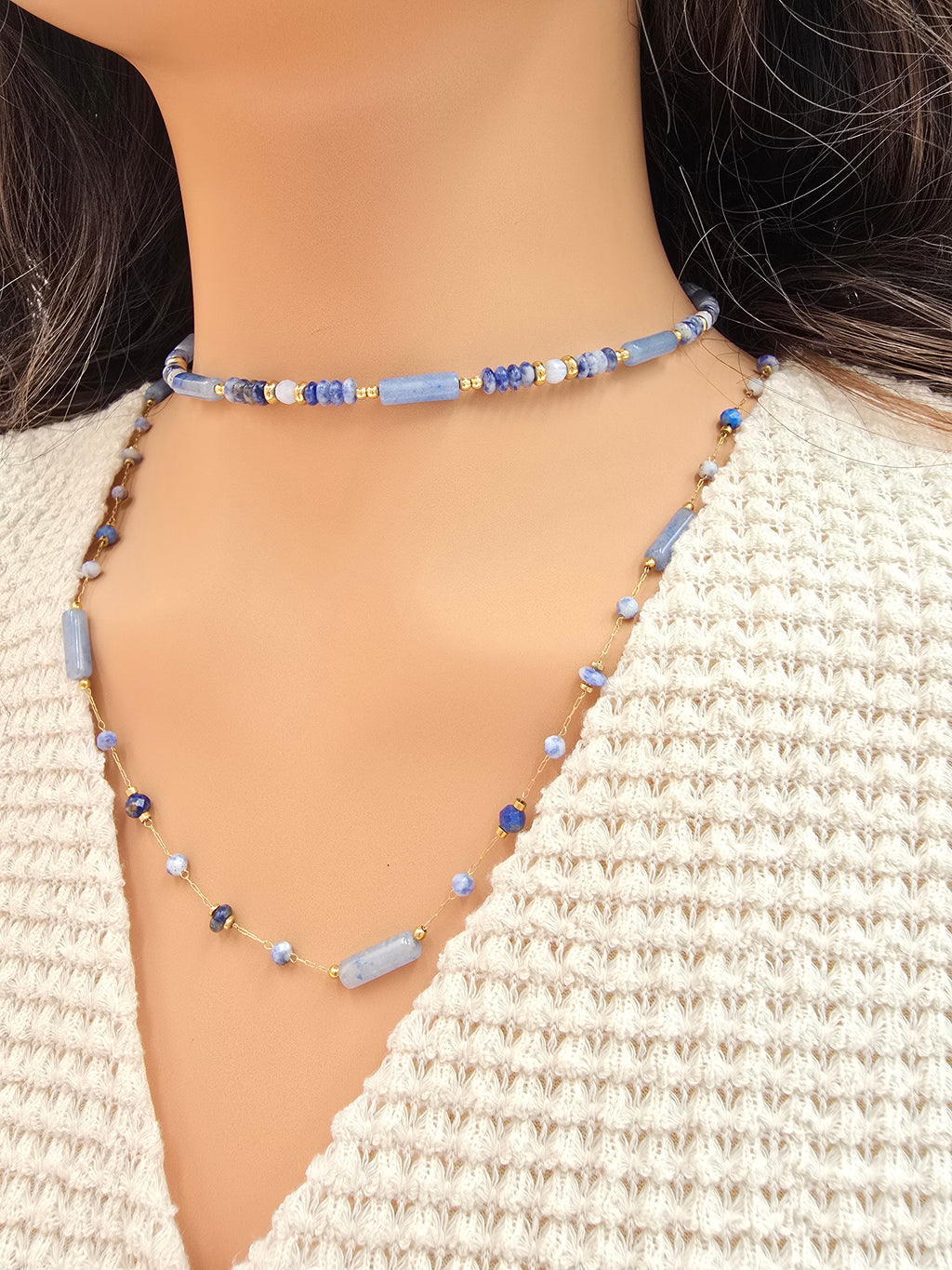 Sautoir LÉNIS Pierres Naturelles Acier Inoxydable Doré | Or et Âme Bijoux