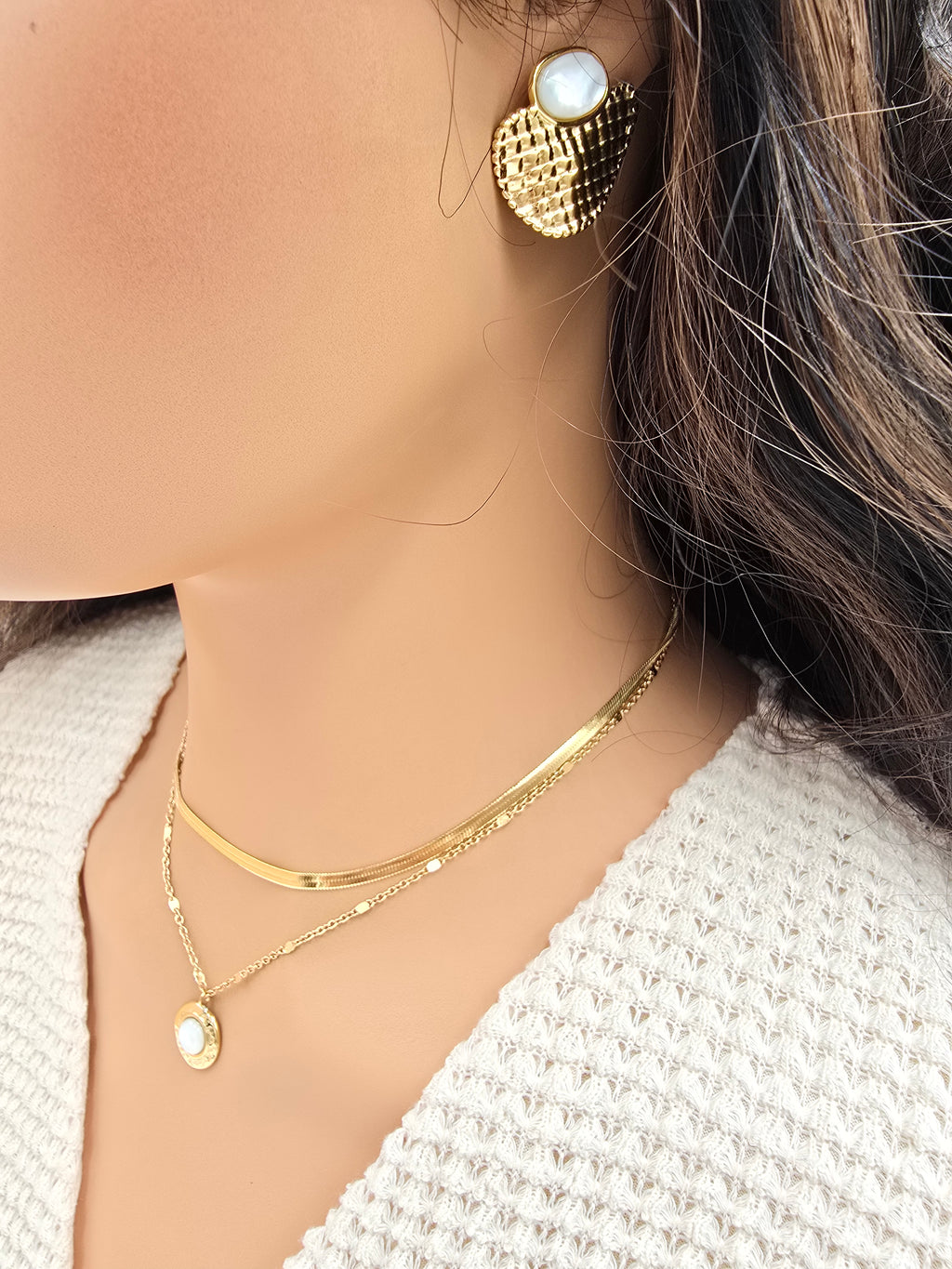 Collier Double MAE Nacre Acier Inoxydable Doré | Or et Âme Bijoux