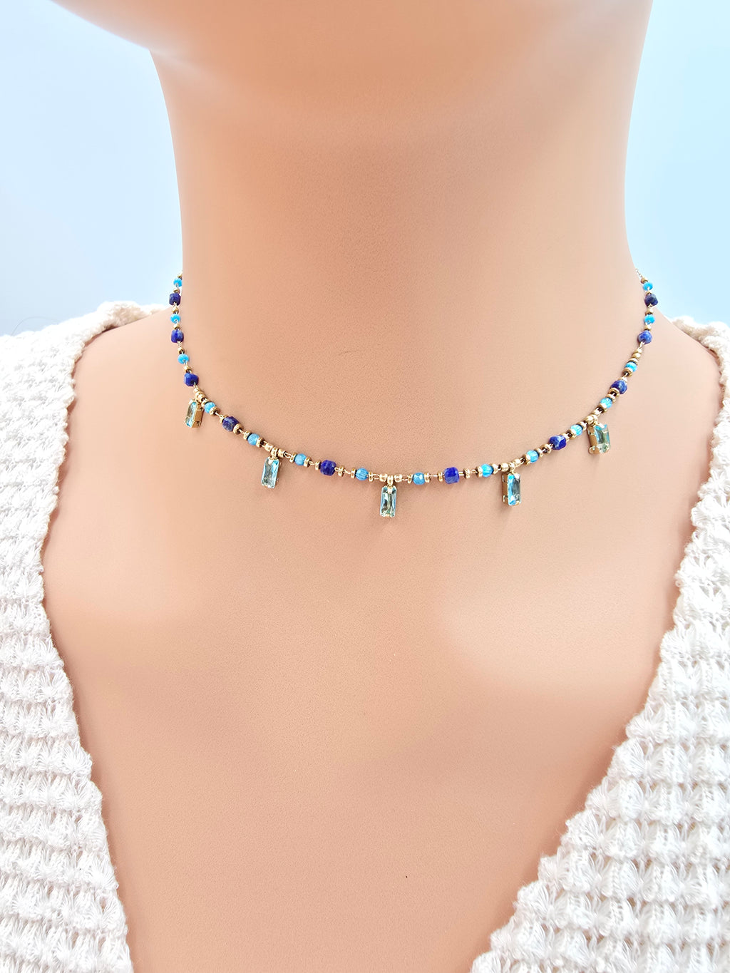 Collier ASTRID Cristaux Pendants Pâtes de Verre | Or et Âme Bijoux