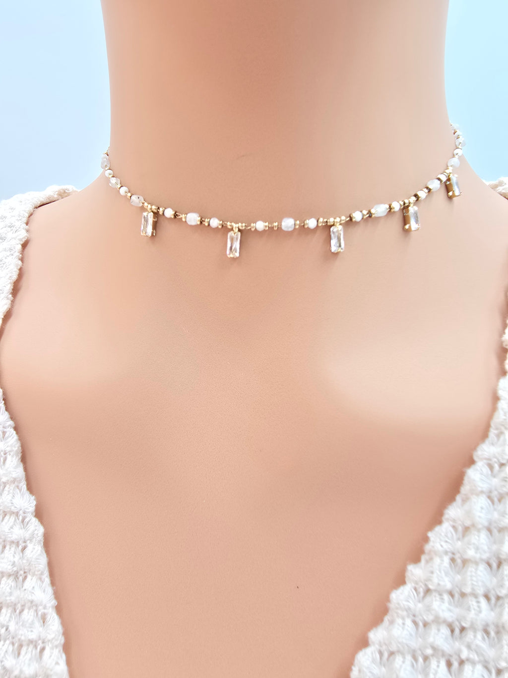 Collier ASTRID Cristaux Pendants Pâtes de Verre | Or et Âme Bijoux