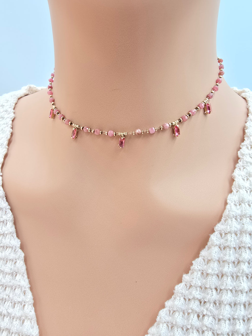 Collier ASTRID Cristaux Pendants Pâtes de Verre | Or et Âme Bijoux
