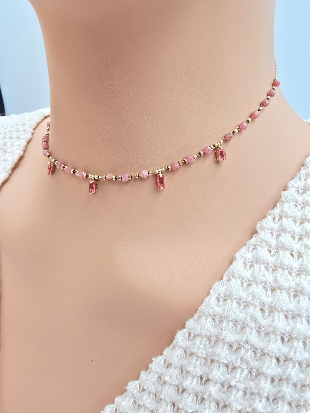 Collier ASTRID Cristaux Pendants Pâtes de Verre | Or et Âme Bijoux