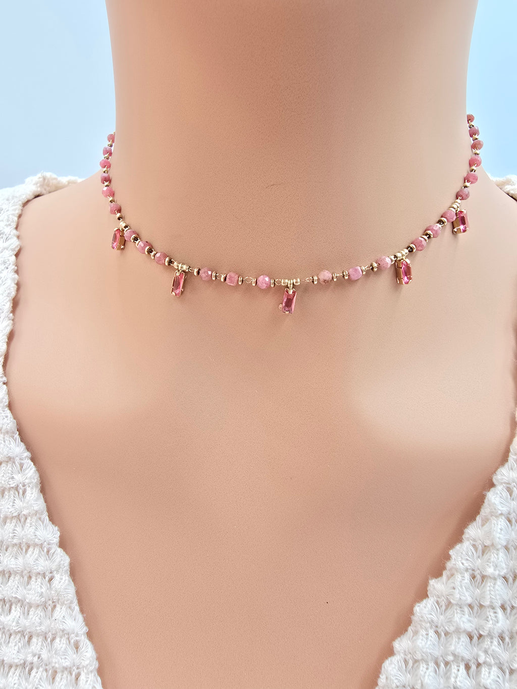 Collier ASTRID Cristaux Pendants Pâtes de Verre | Or et Âme Bijoux