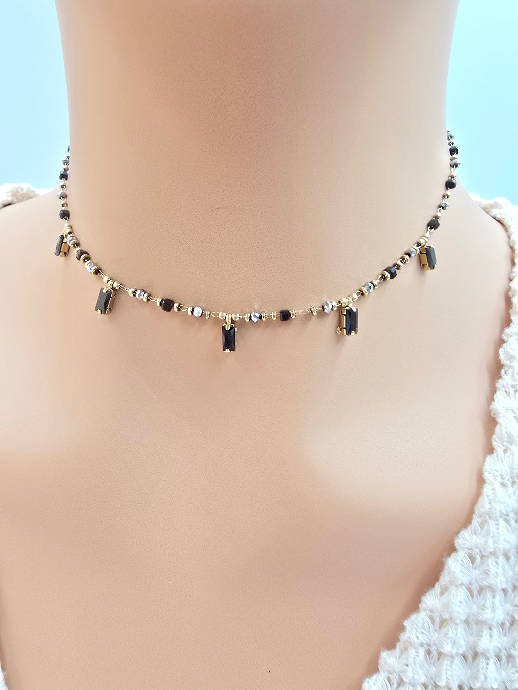 Collier ASTRID Cristaux Pendants Pâtes de Verre | Or et Âme Bijoux