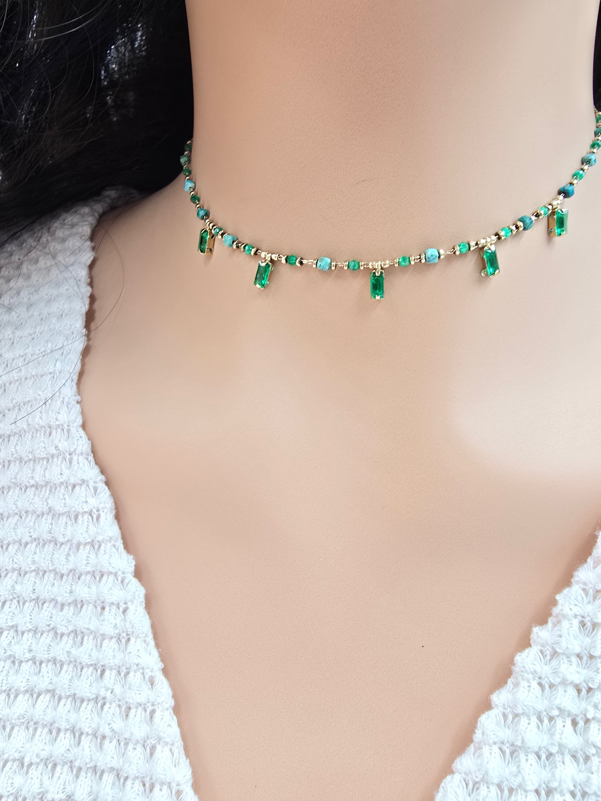 Collier ASTRID Cristaux Pendants Pâtes de Verre | Or et Âme Bijoux