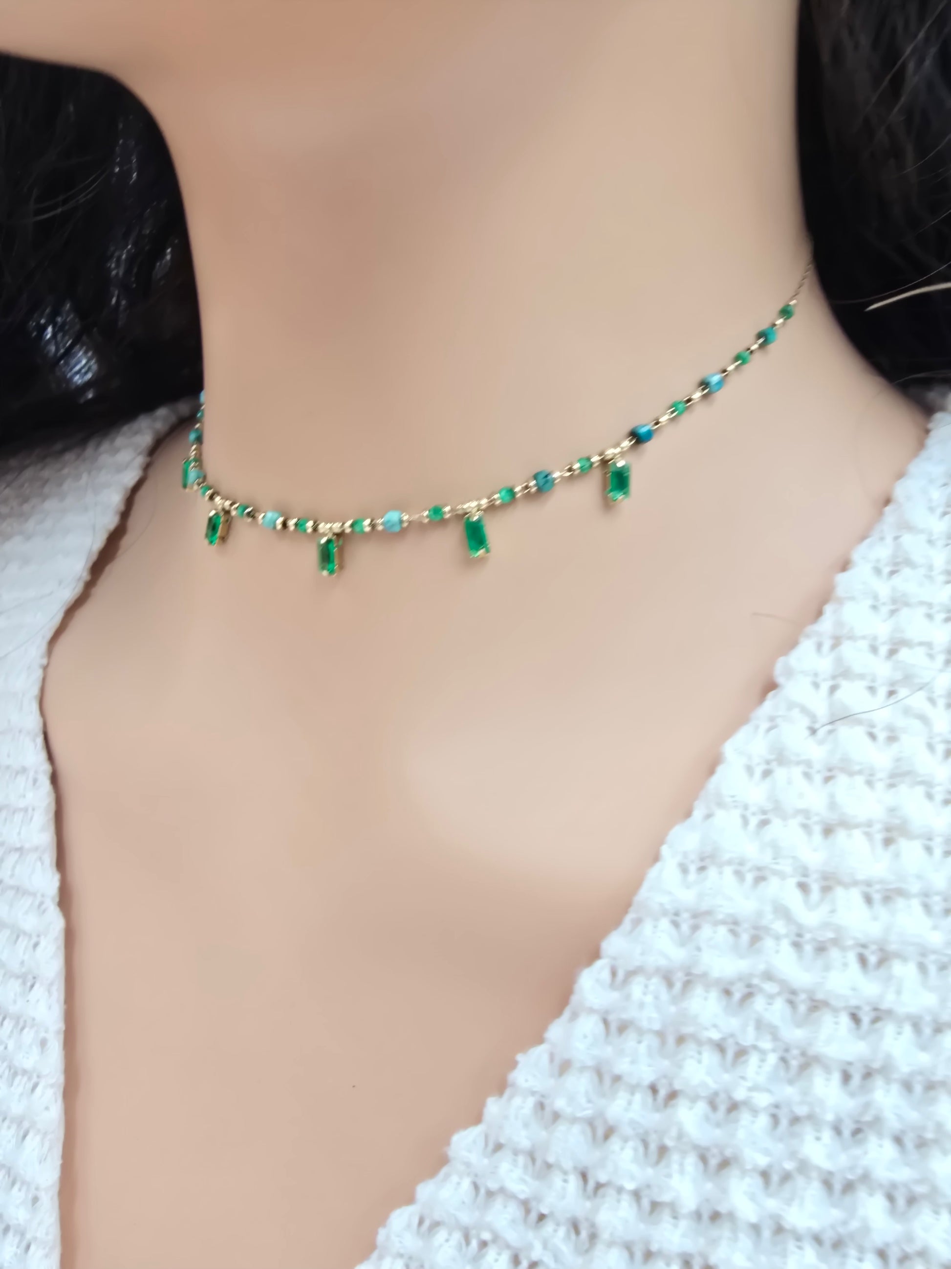 Collier ASTRID Cristaux Pendants Pâtes de Verre | Or et Âme Bijoux