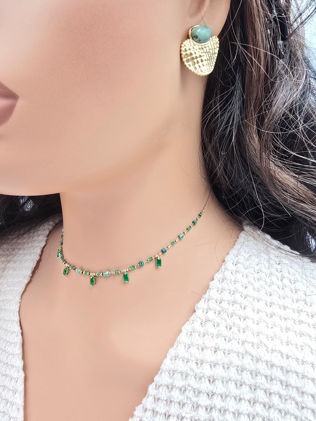 Collier ASTRID Cristaux Pendants Pâtes de Verre | Or et Âme Bijoux