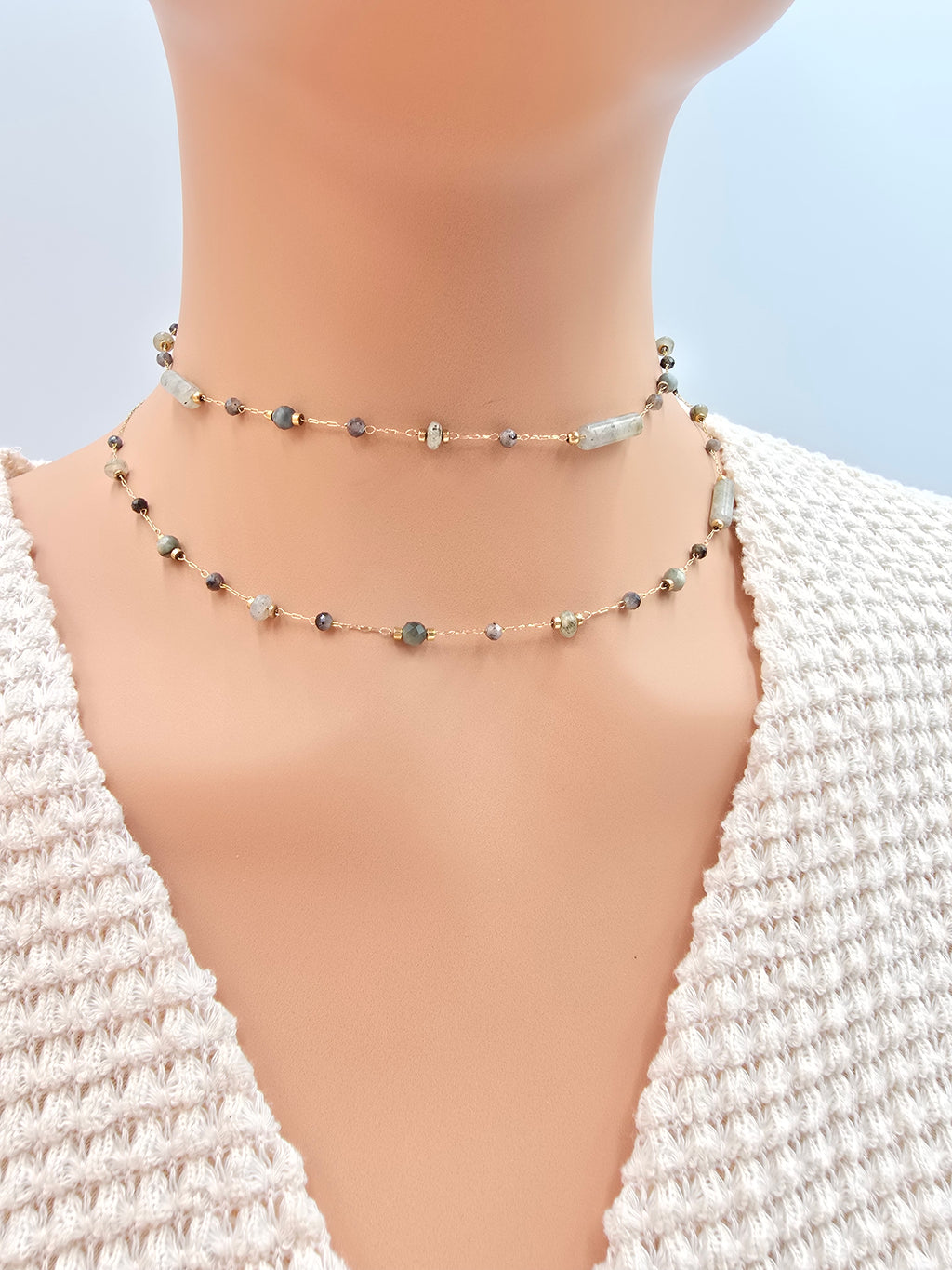 Sautoir LÉNIS Pierres Naturelles Acier Inoxydable Doré | Or et Âme Bijoux