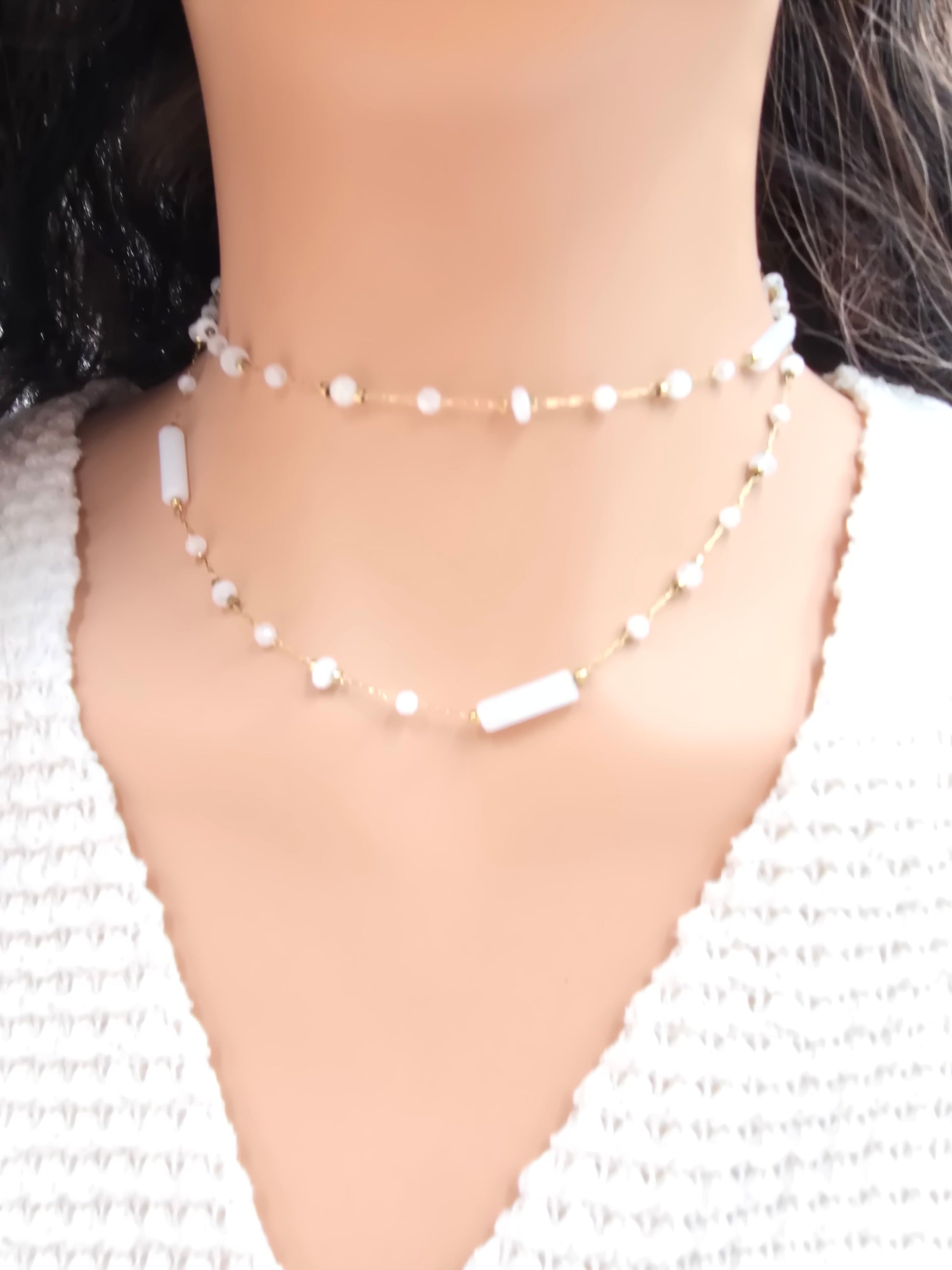 Sautoir LÉNIS Pierres Naturelles Acier Inoxydable Doré | Or et Âme Bijoux