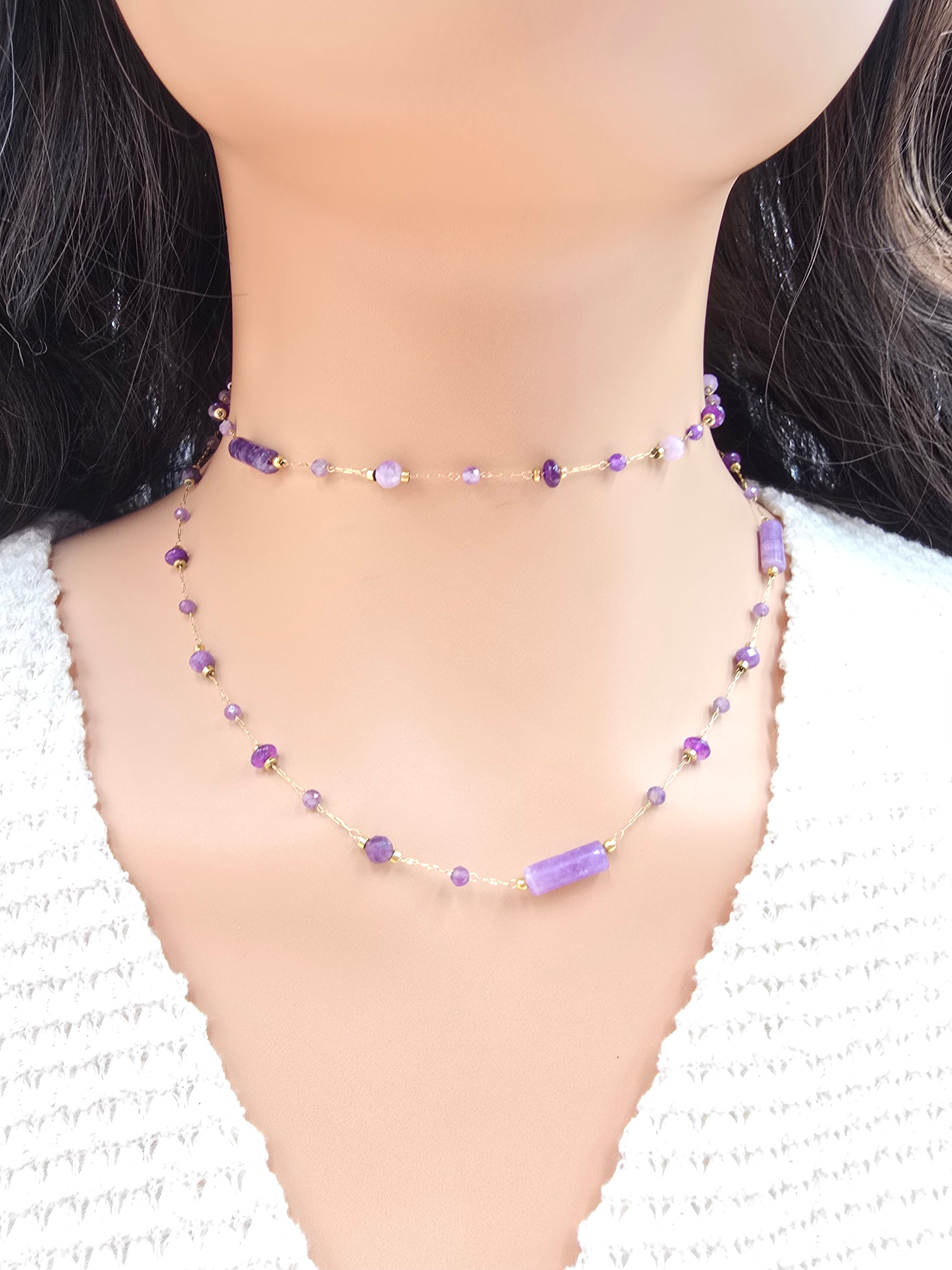 Sautoir LÉNIS Pierres Naturelles Acier Inoxydable Doré | Or et Âme Bijoux