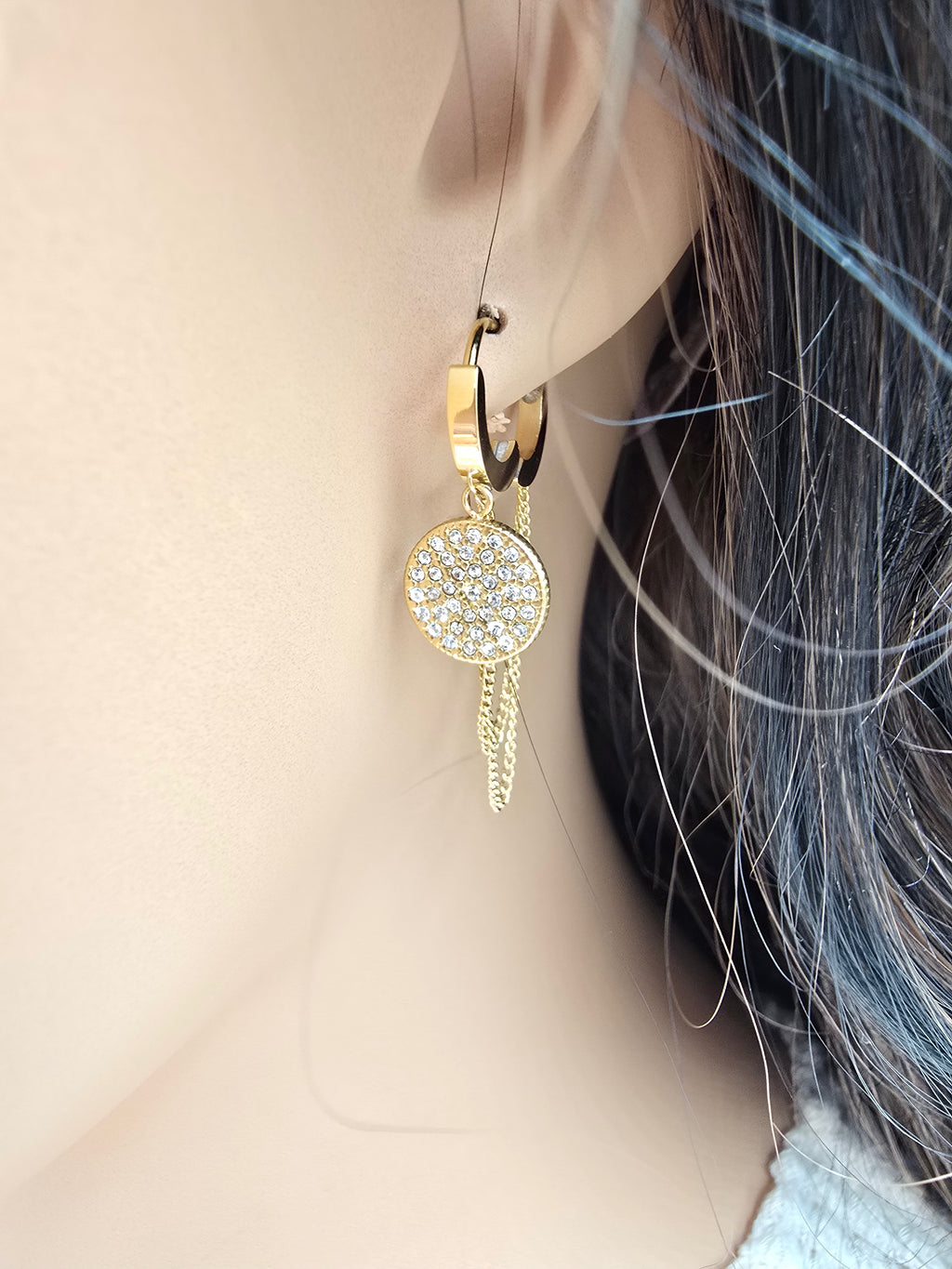 Boucles d'Oreilles ROXI | Zircones & Chaînes Pendantes | Or et Âme Bijoux