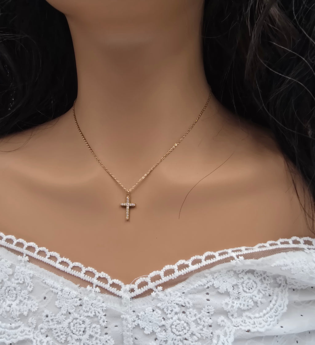 Collier Elo – Croix Zirconium Acier Inoxydable