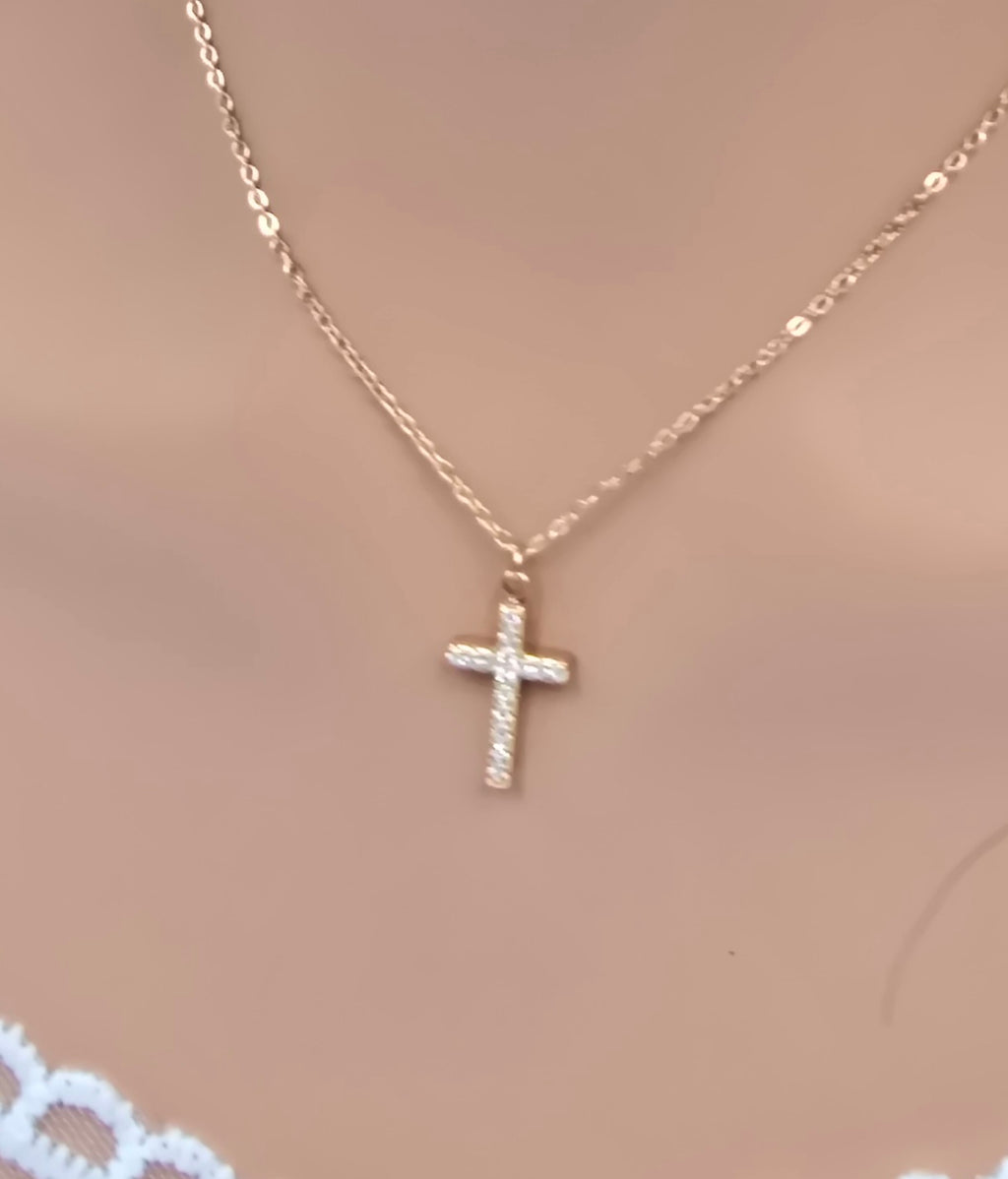 Collier Elo – Croix Zirconium Acier Inoxydable