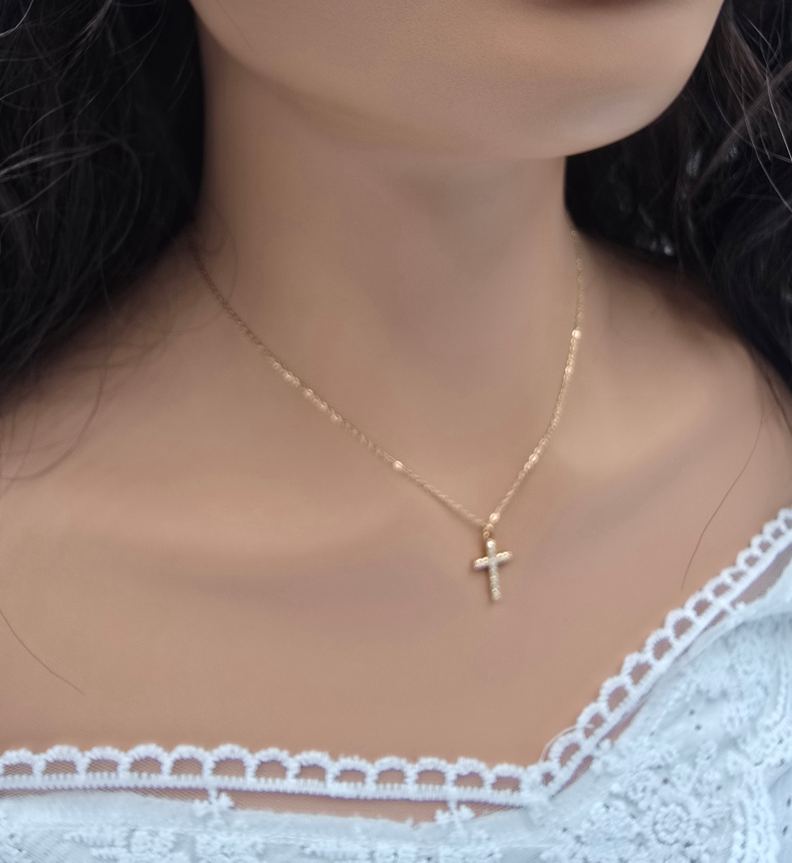 Collier Elo – Croix Zirconium Acier Inoxydable