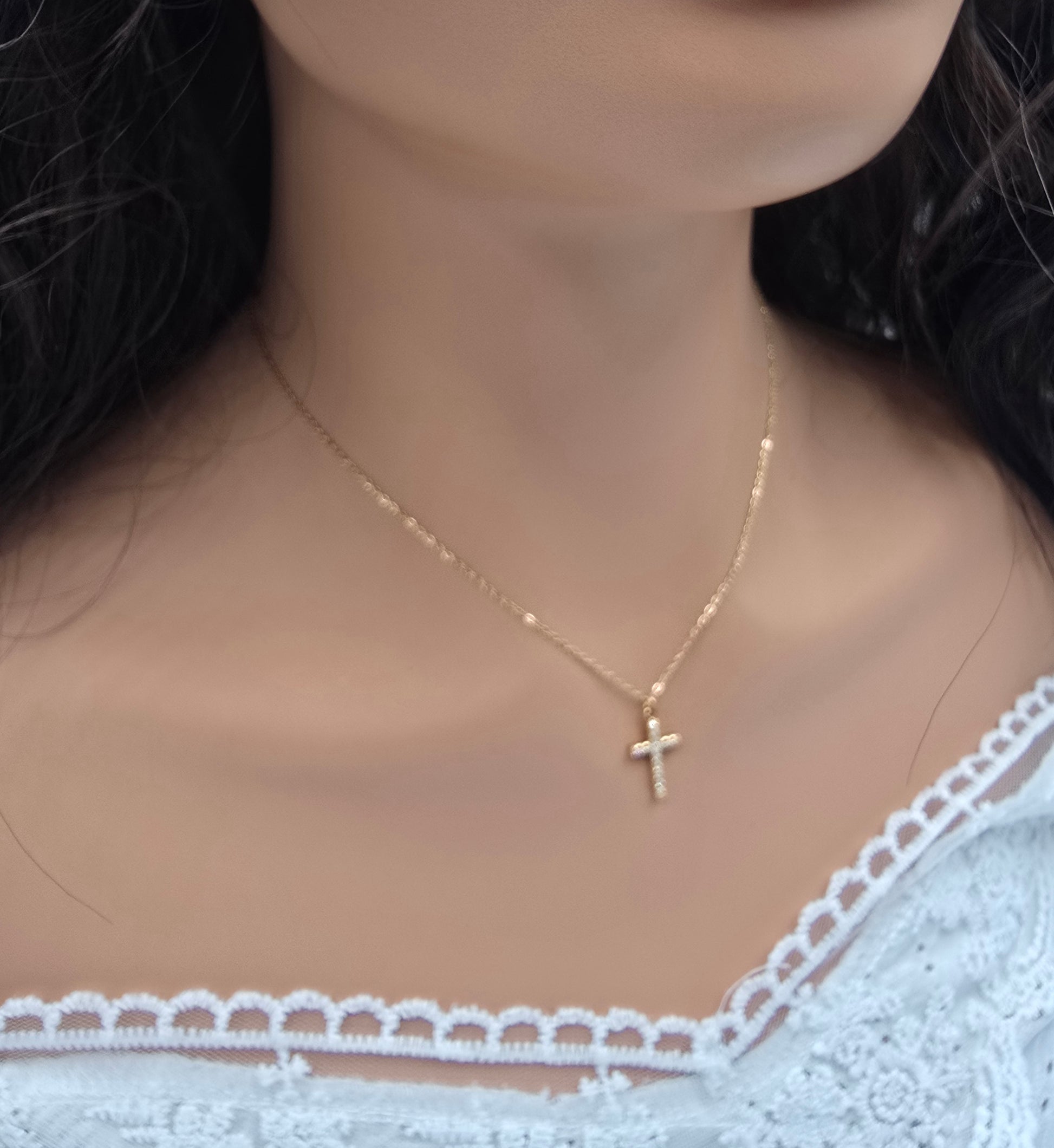 Collier Elo – Croix Zirconium Acier Inoxydable